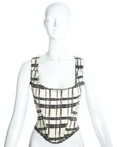 Vivienne Westwood white and grey checked corset, ss 1994