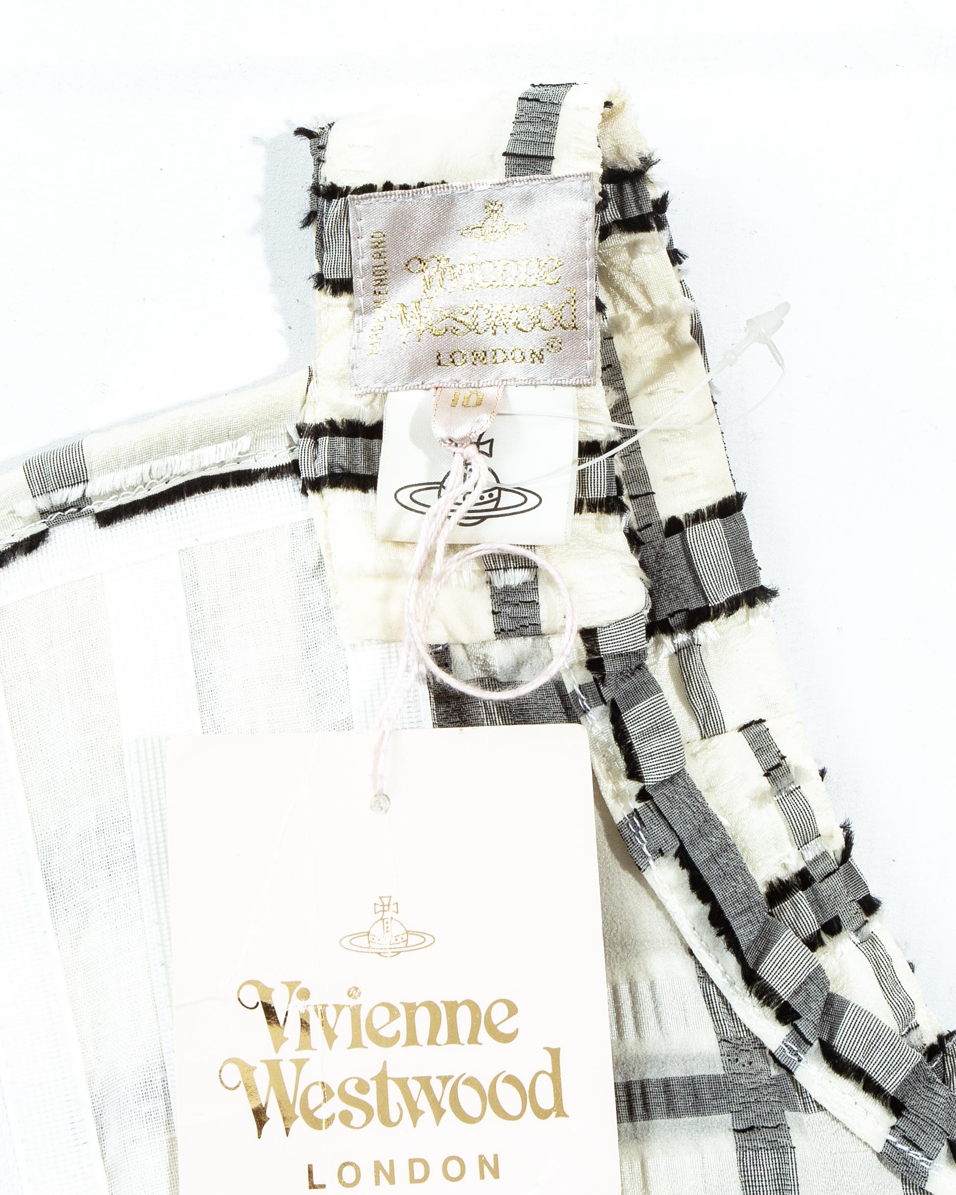 Gray Vivienne Westwood white and grey checked corset, ss 1994 For Sale
