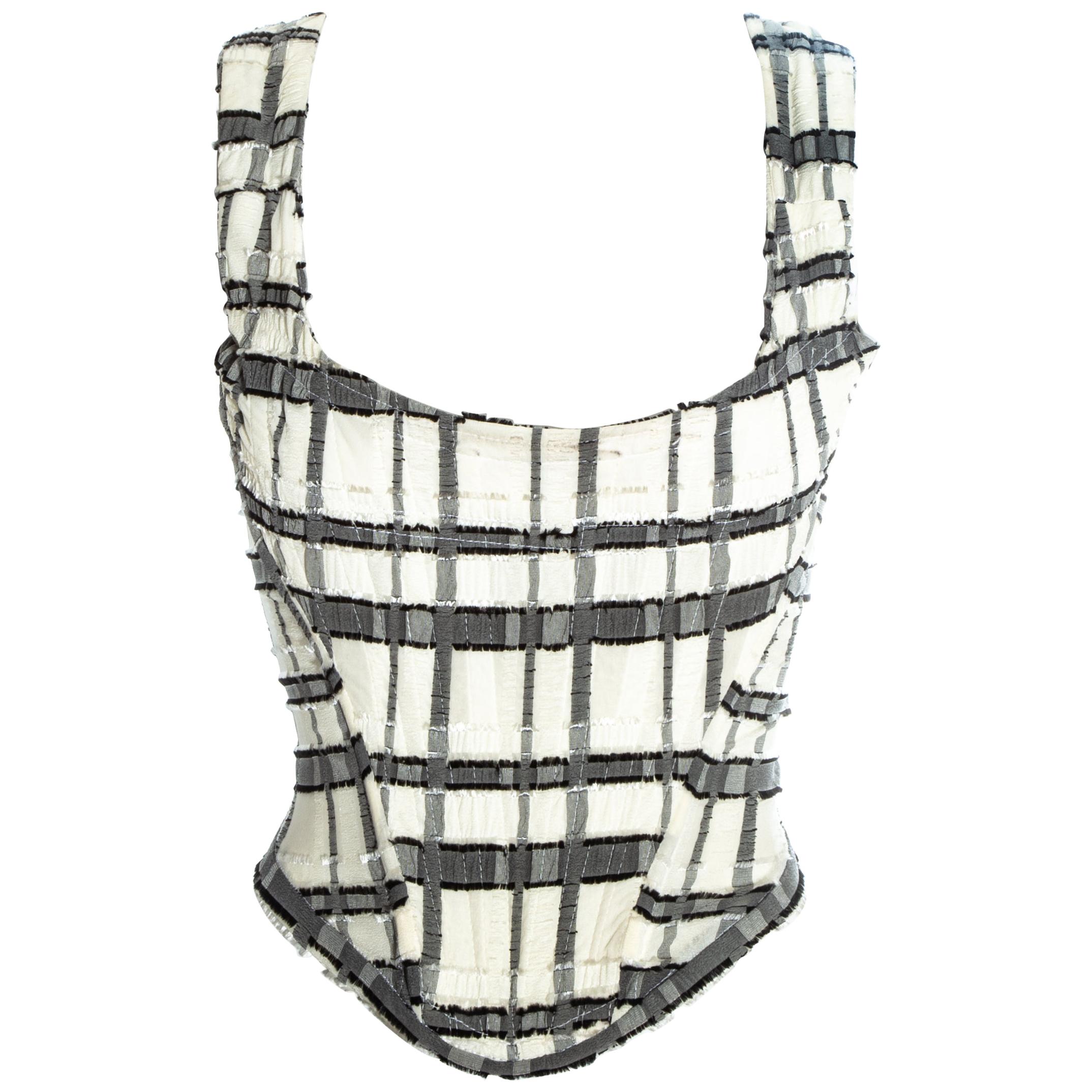 Vivienne Westwood white and grey checked corset, ss 1994
