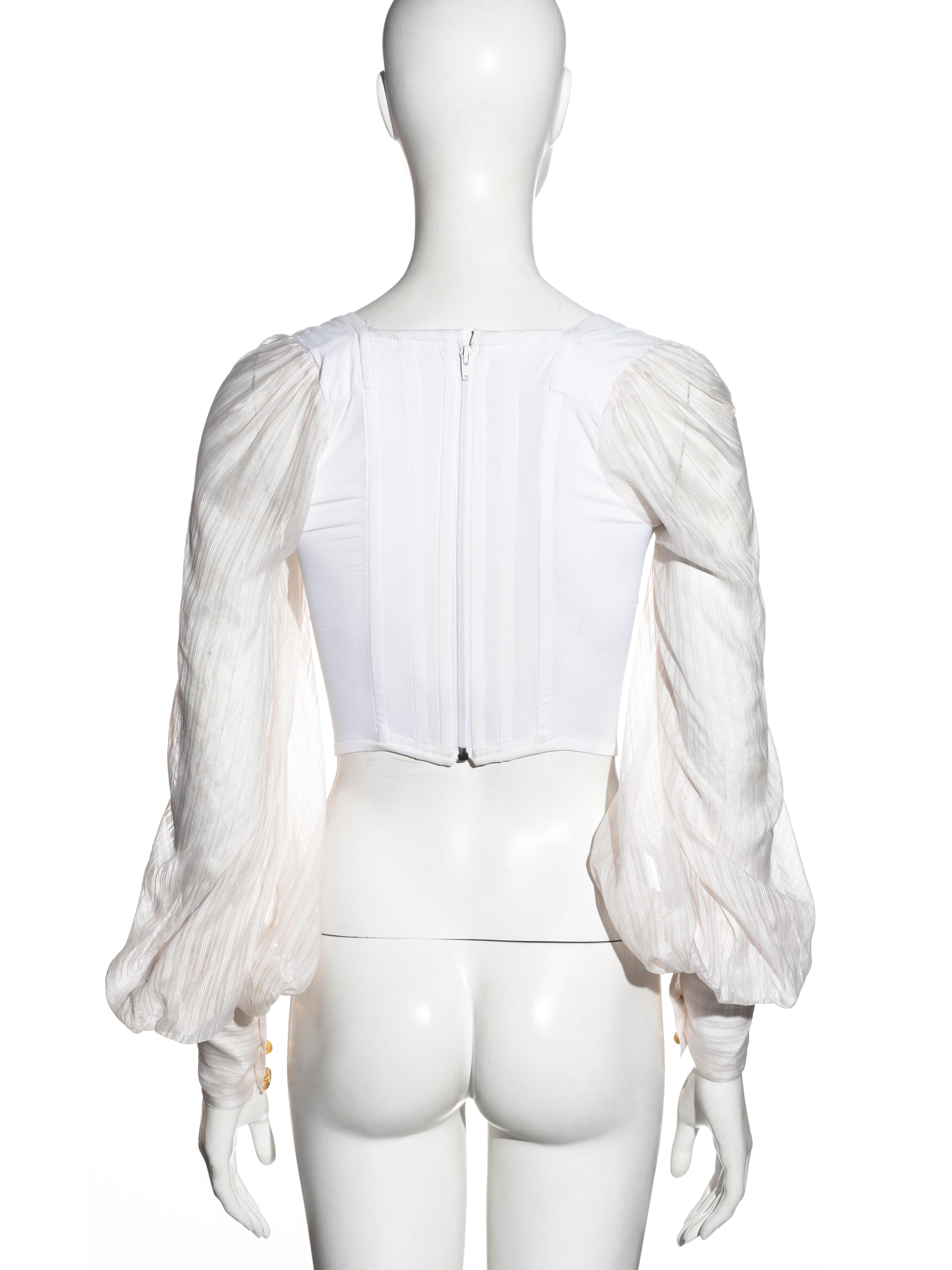 Women's Vivienne Westwood white corset with bishop sleeves, ss 1995