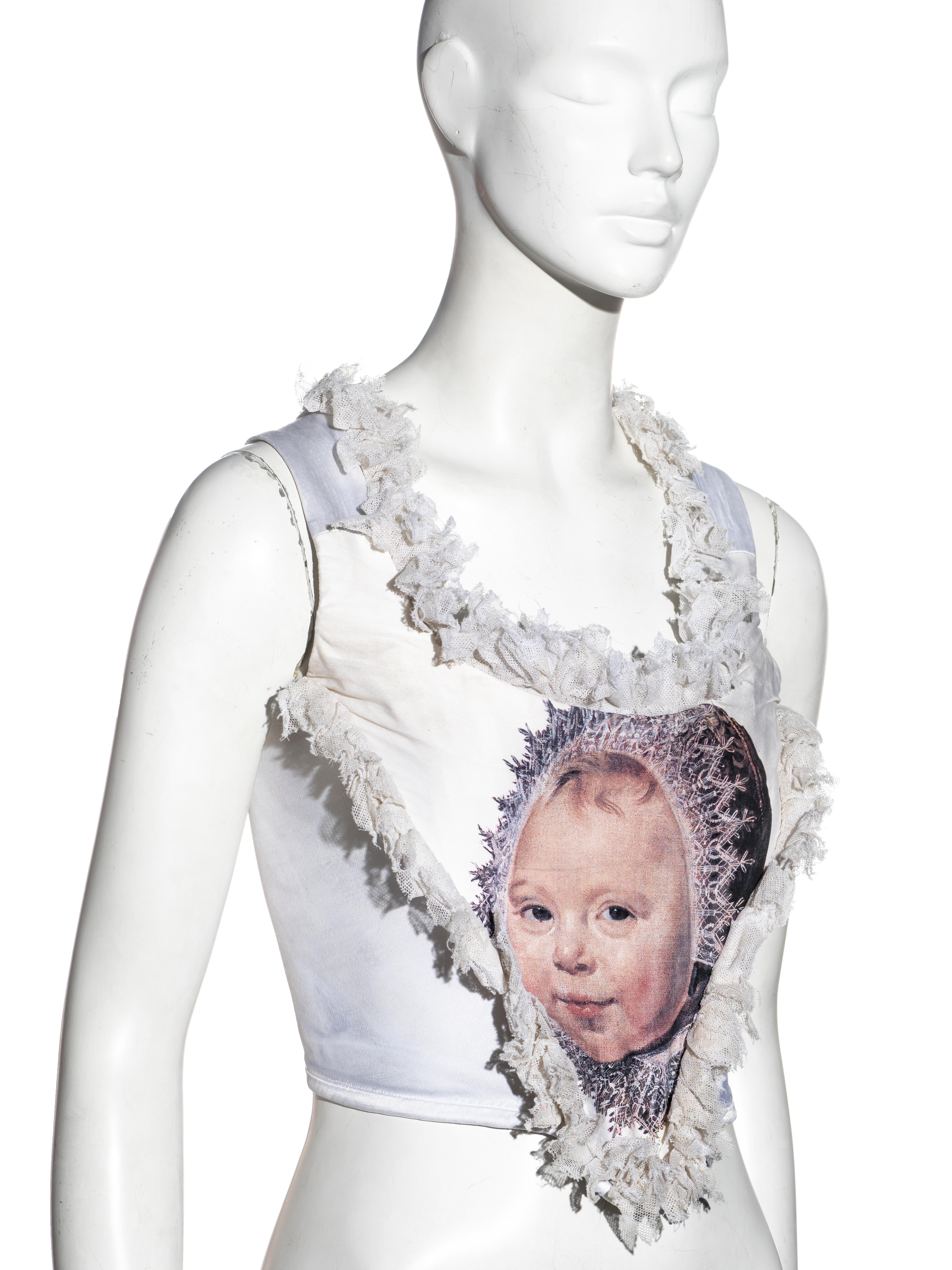 Gray Vivienne Westwood white corset with Frans Hals baby print, fw 1992