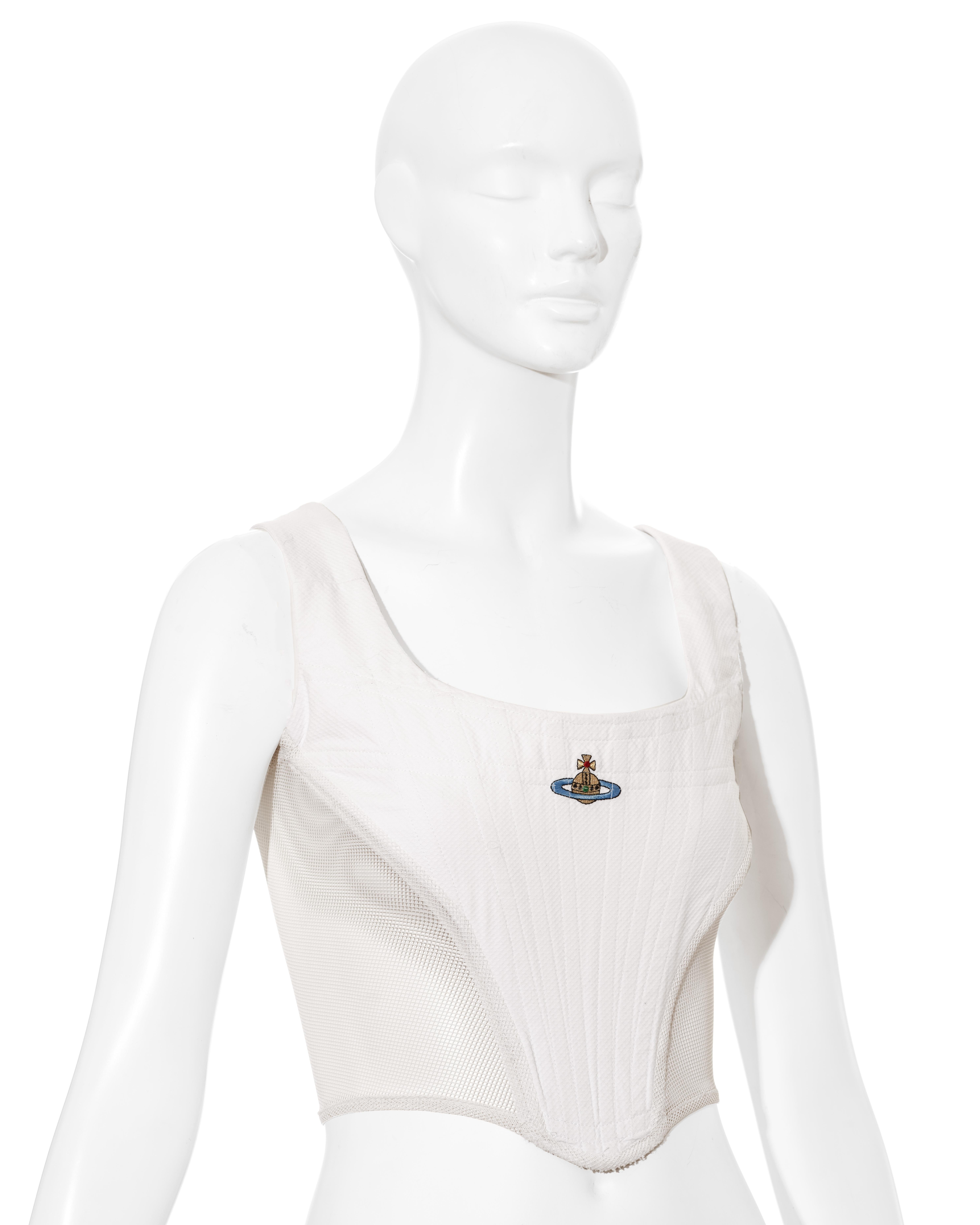 Vivienne Westwood Korsett aus weißer Baumwolle und Mesh:: ss 1994 im Zustand „Hervorragend“ in London, GB