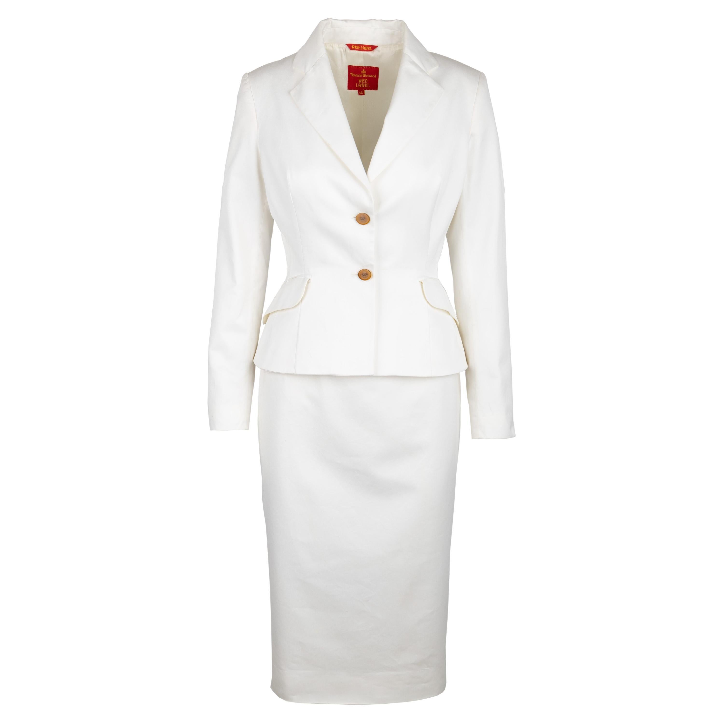 Vivienne Westwood White Cotton Skirt and Jacket Set - '10s