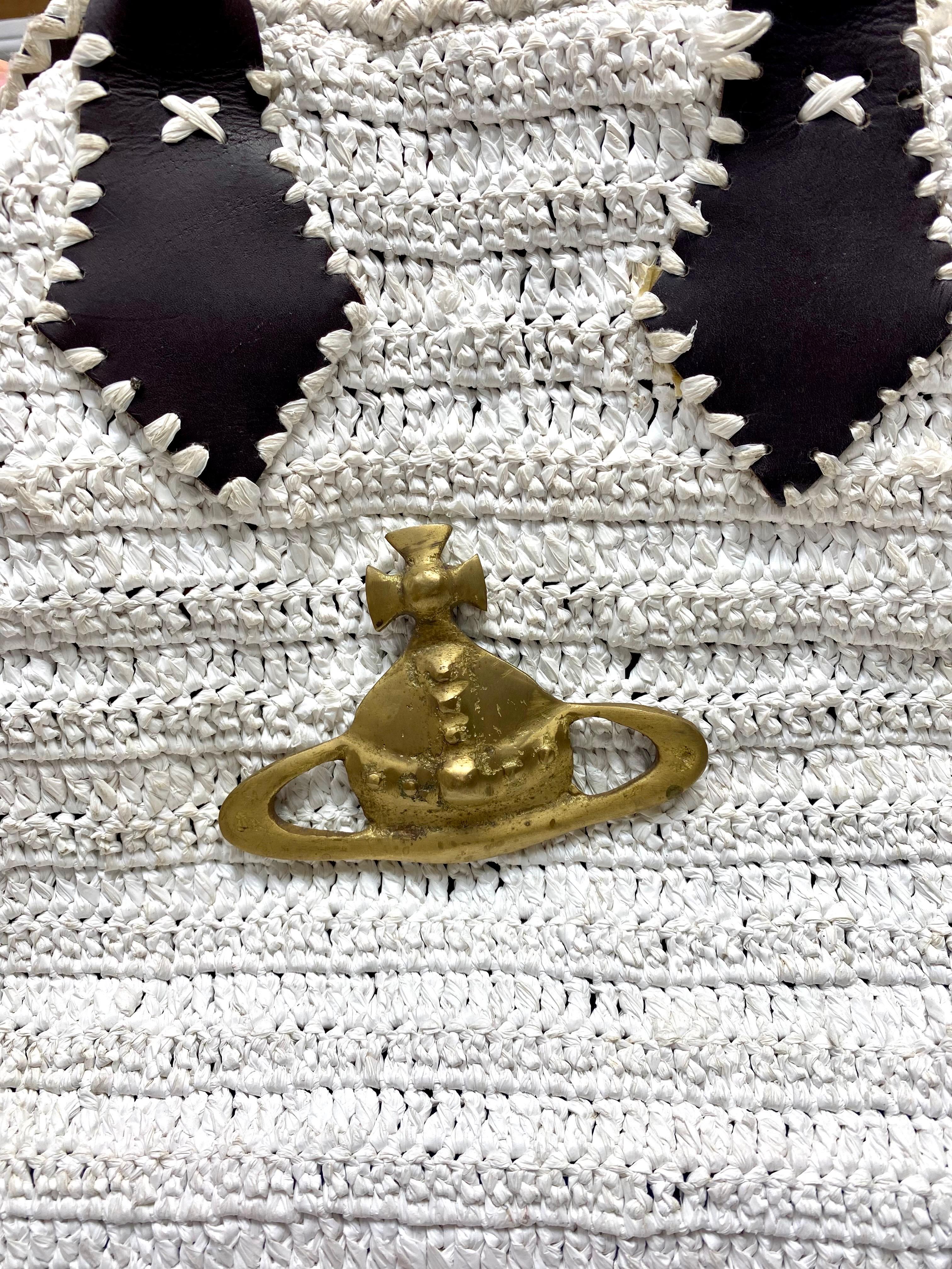 Vivienne Westwood White Crochet Handbag  For Sale 8