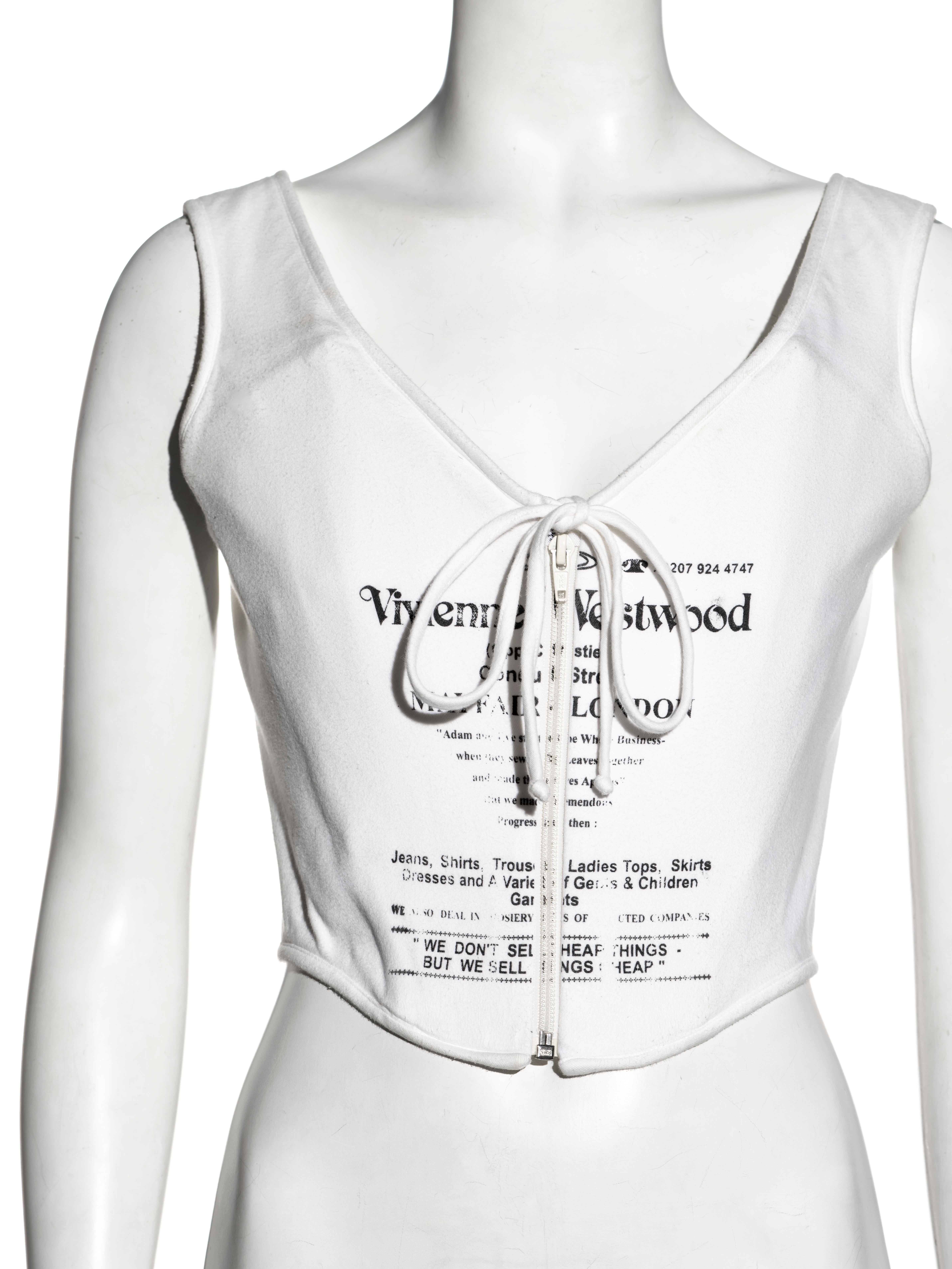 Gris Vivienne Westwood - Corset en jersey blanc Conduit Street, printemps-été 2002 en vente