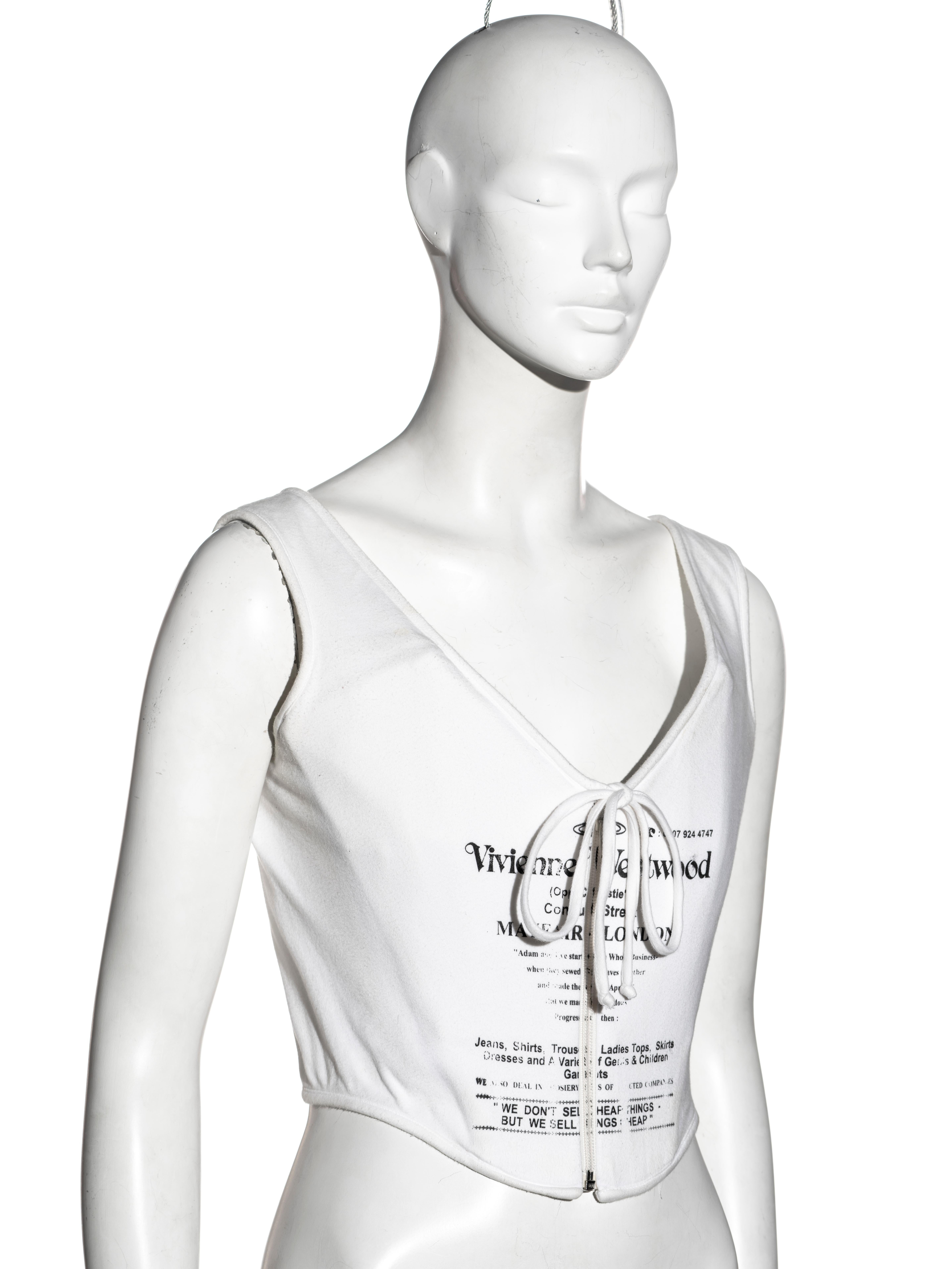 Vivienne Westwood - Corset en jersey blanc Conduit Street, printemps-été 2002 Pour femmes en vente