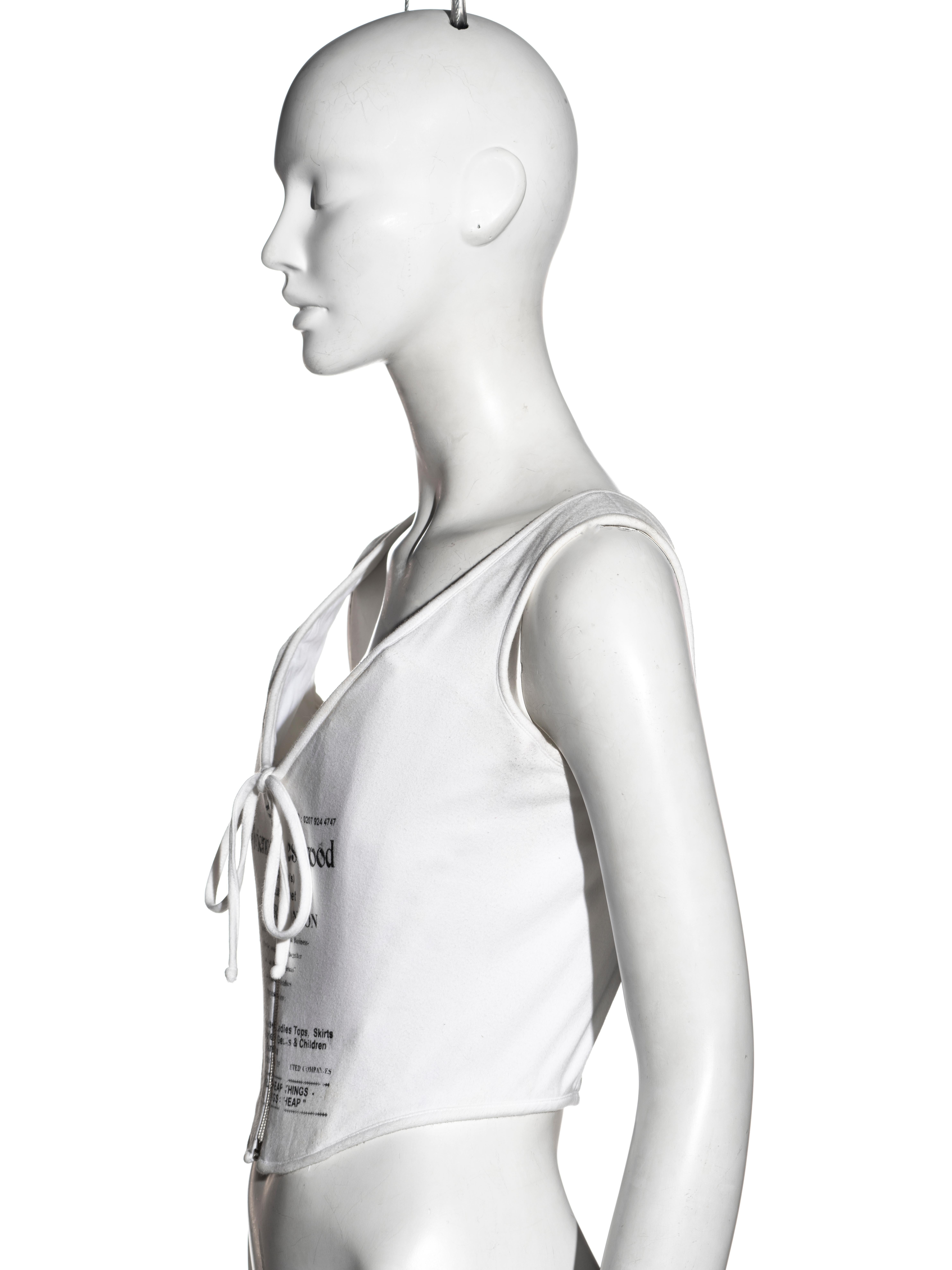 Vivienne Westwood white jersey Conduit Street corset, ss 2002 In Excellent Condition For Sale In London, GB