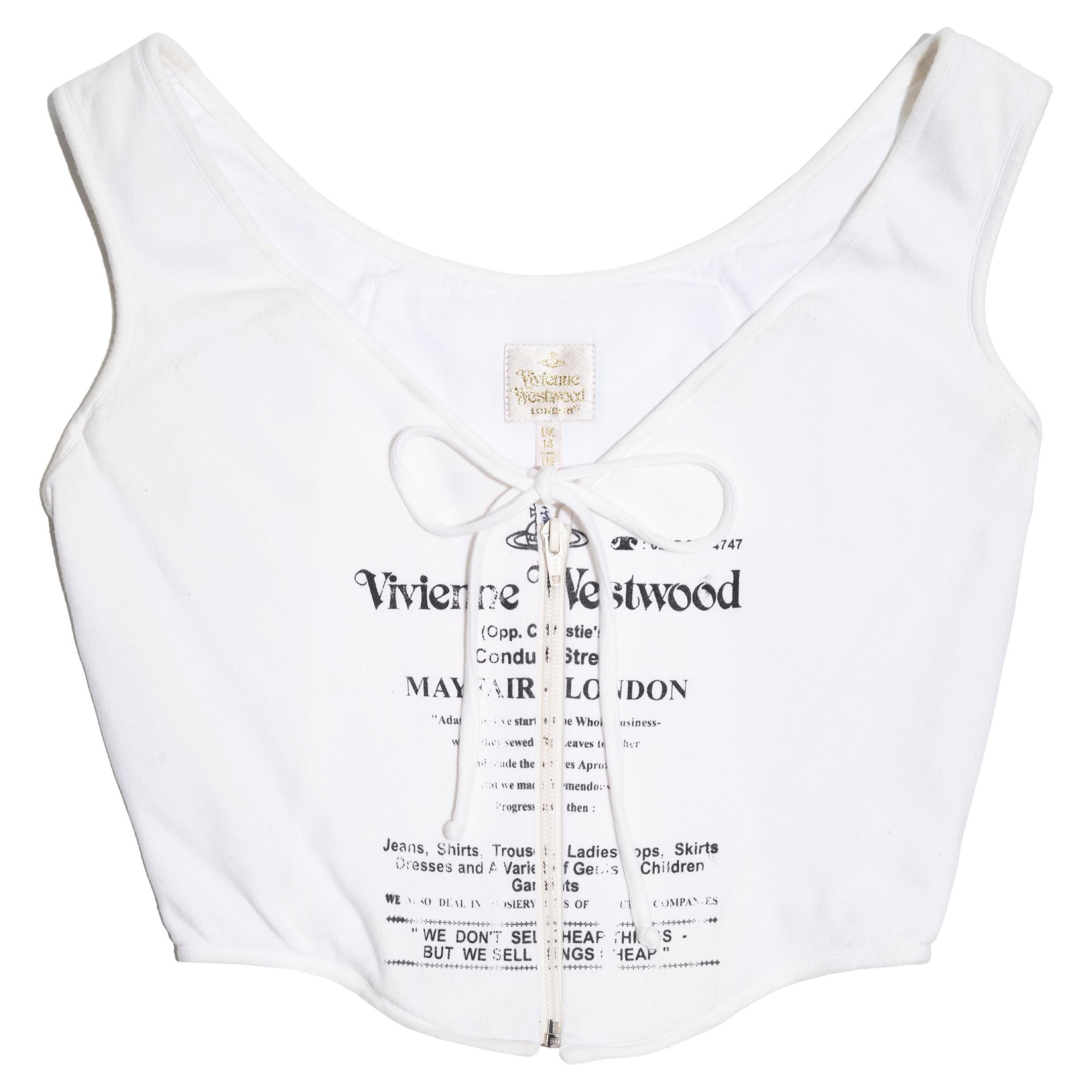 Vivienne Westwood white jersey Conduit Street corset, ss 2002 For Sale