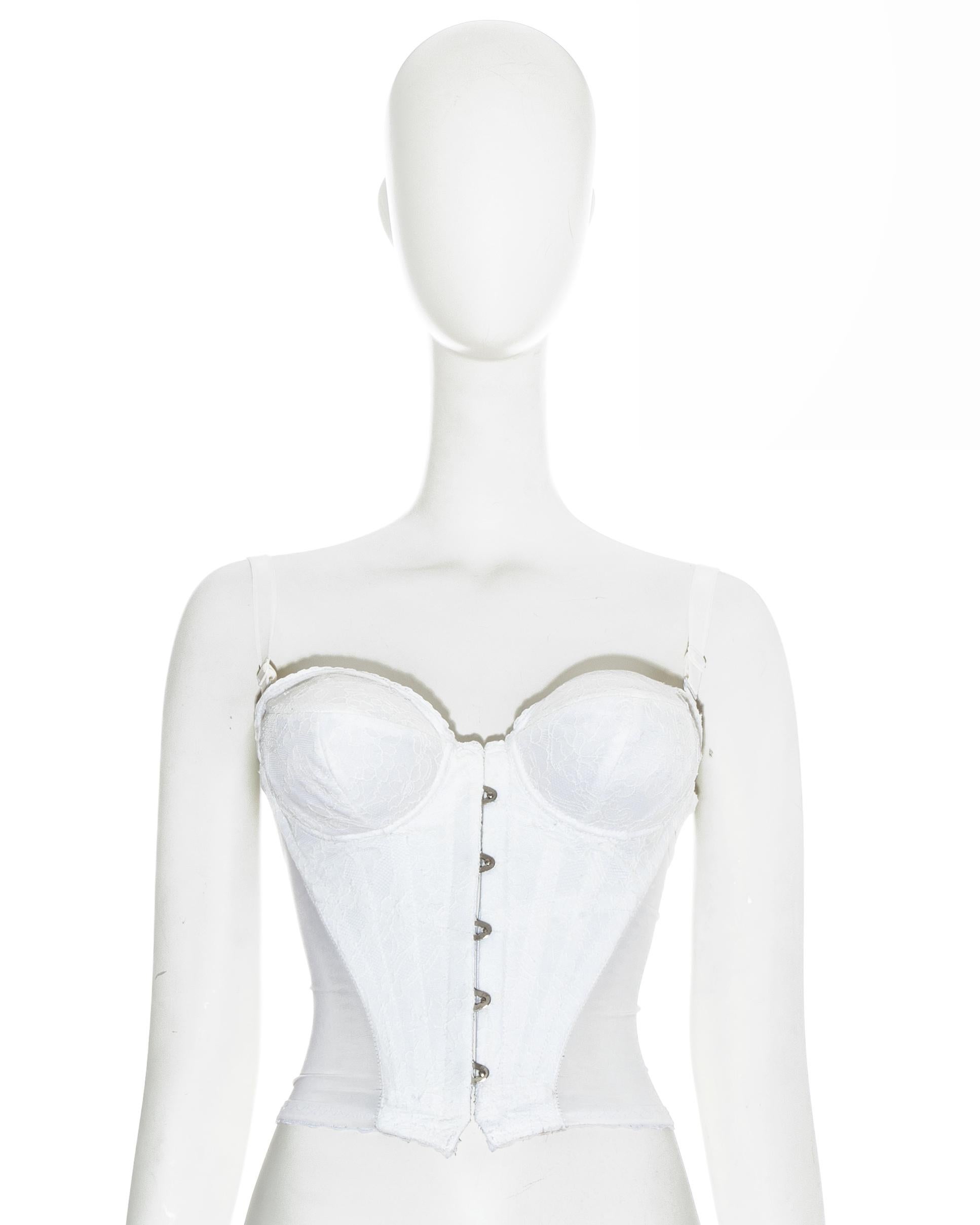 Gray Vivienne Westwood white lace corset with padded breast-cups, fw 1995