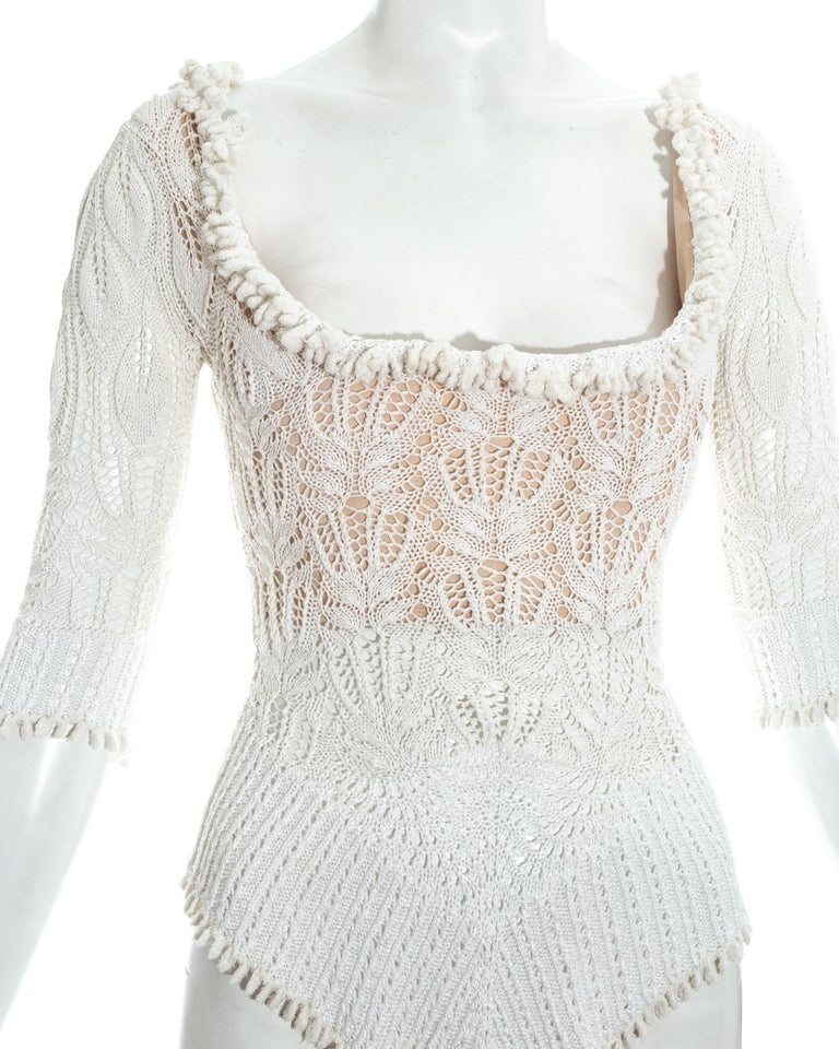 Vivienne Westwood white lace knit corset, ss 1994 at 1stDibs