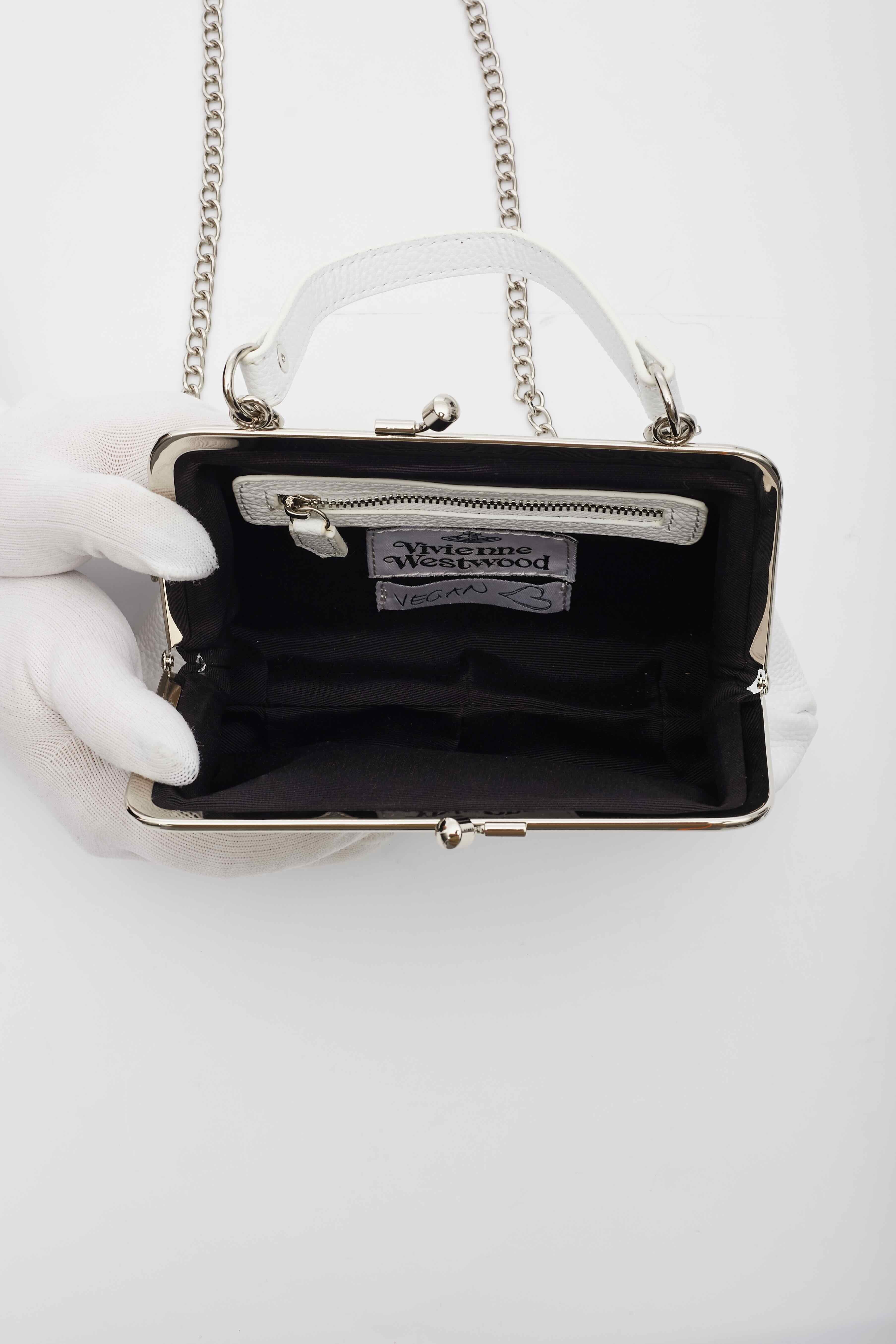 Vivienne Westwood White Leather Granny Frame Bag For Sale 1
