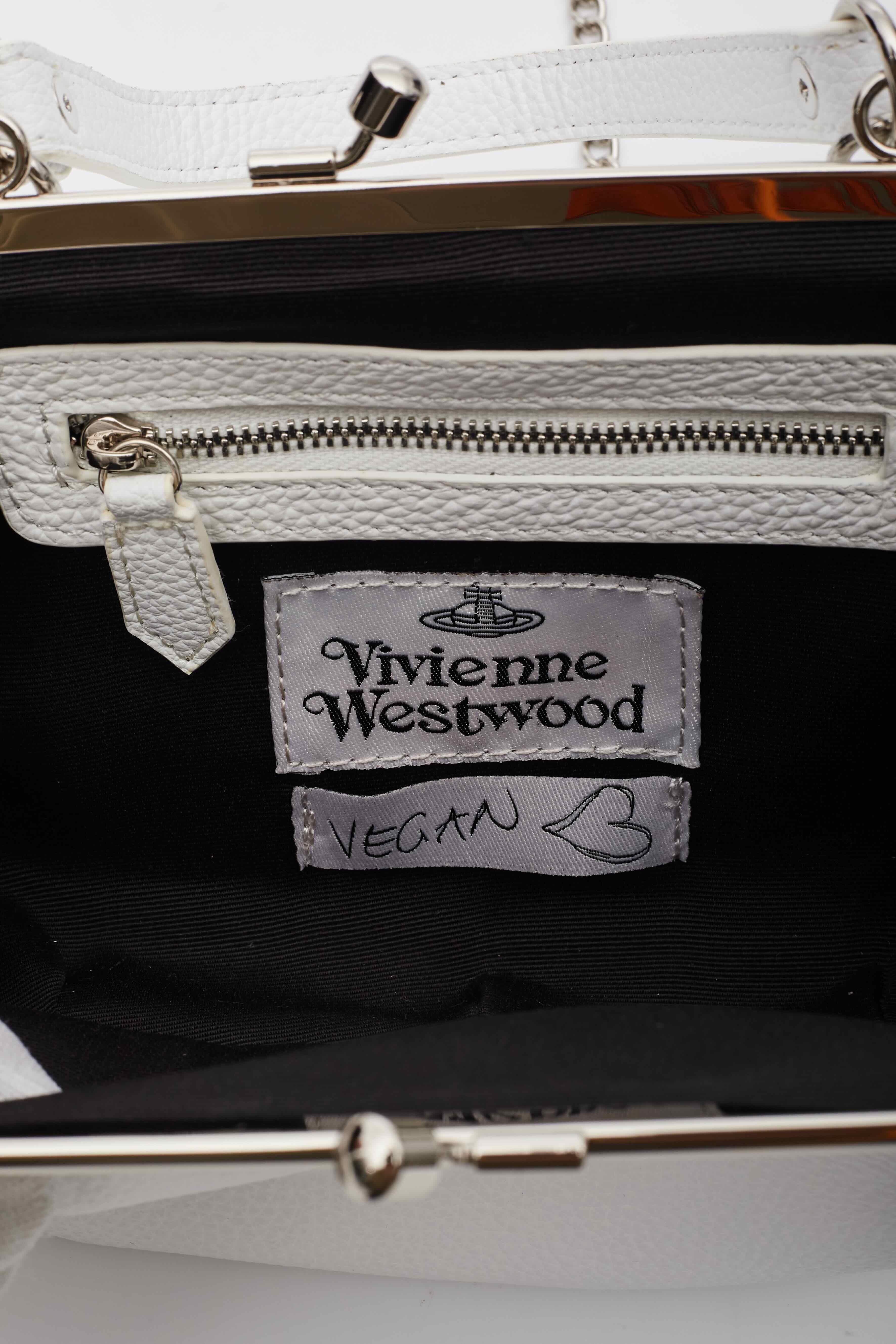 Vivienne Westwood White Leather Granny Frame Bag For Sale 2