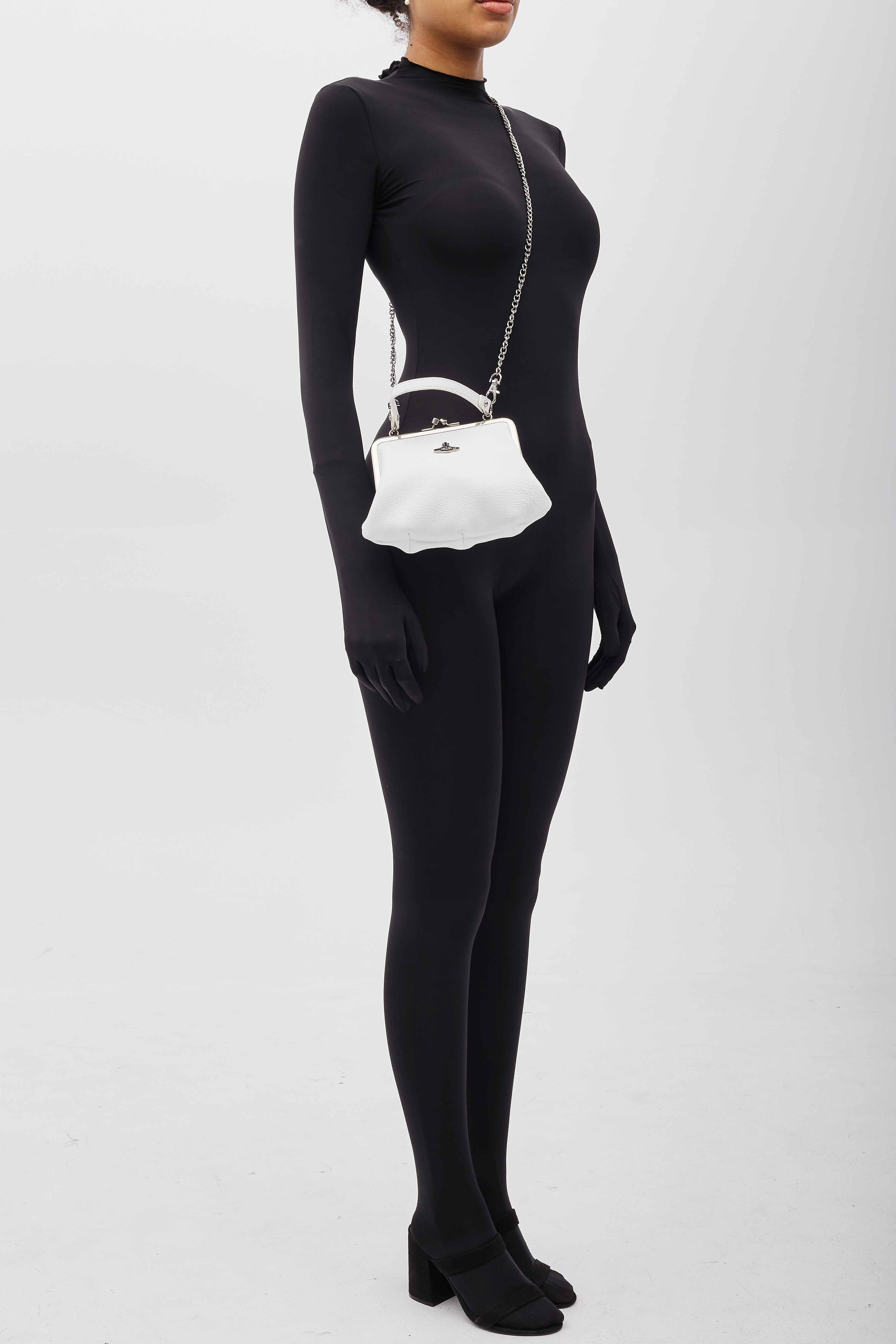 Vivienne Westwood White Leather Granny Frame Bag For Sale 3
