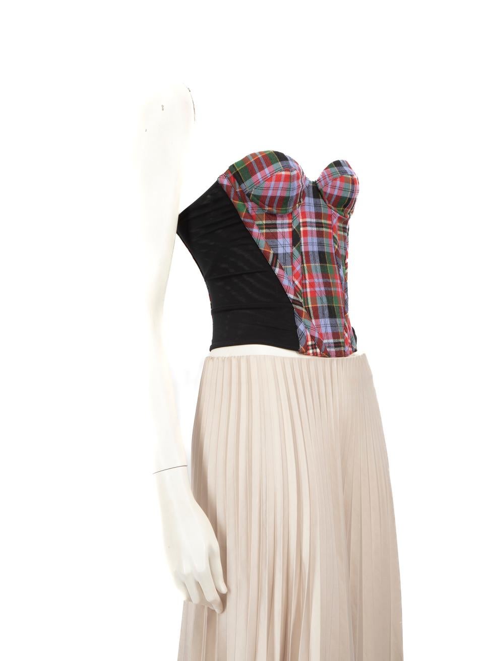 CONDITION is Very good. Hardly any visible wear to top is evident on this used Vivienne Westwood designer resale item.
 
 Details
 
 
 Multicolour
 
 Wool
 
 Crop top
 
 Corset
 
 Strapless
 
 See- through
 
 Tartan pattern
 
 Sweetheart neckline
 
