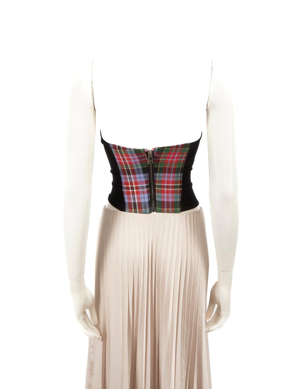 Beige Vivienne Westwood Wool Fargo Tartan Panel Corset Size XS
