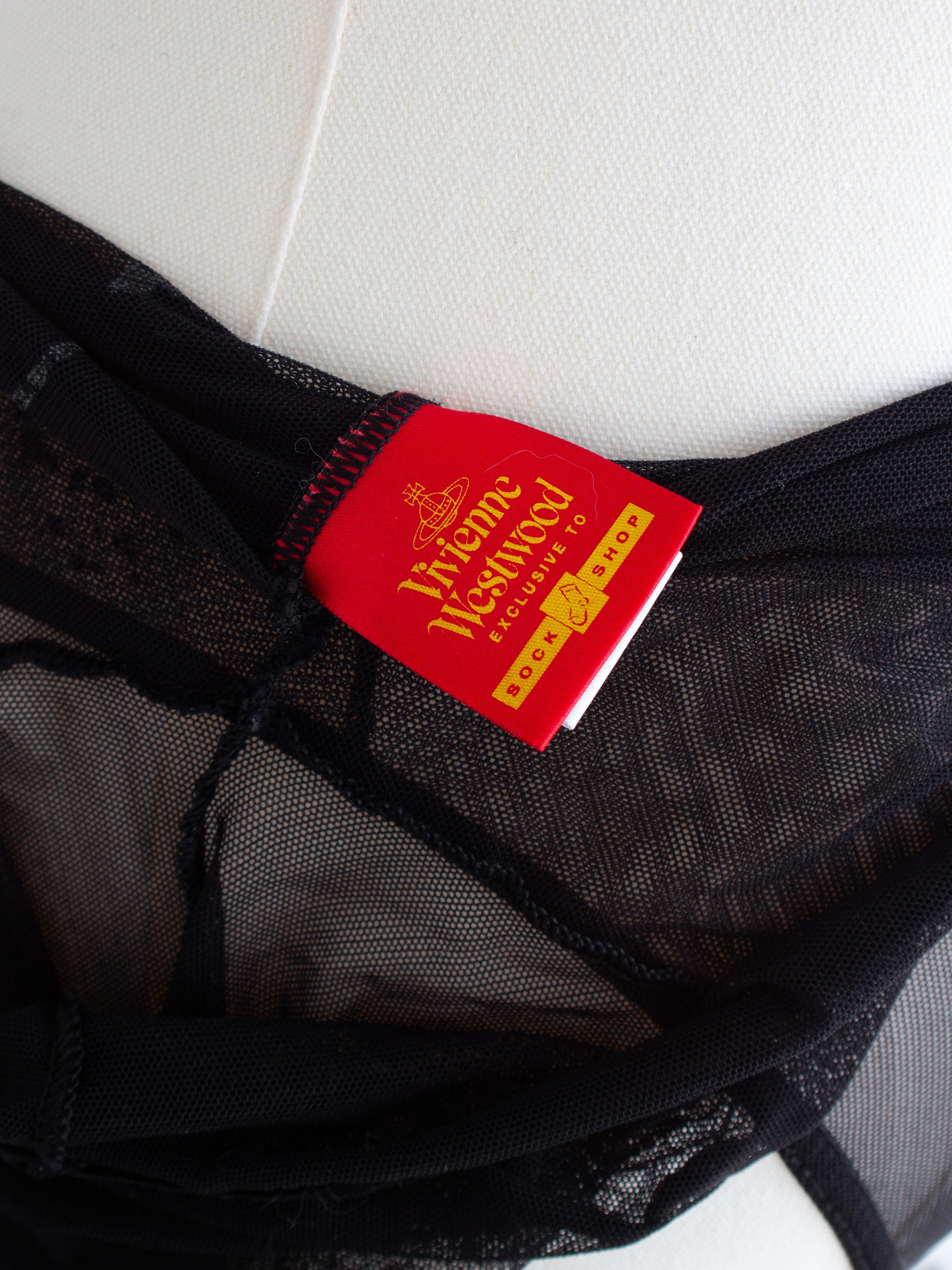 Vivienne Westwood x Sock Shop 1992 Boulle Body nero a rete trasparente in vendita 5