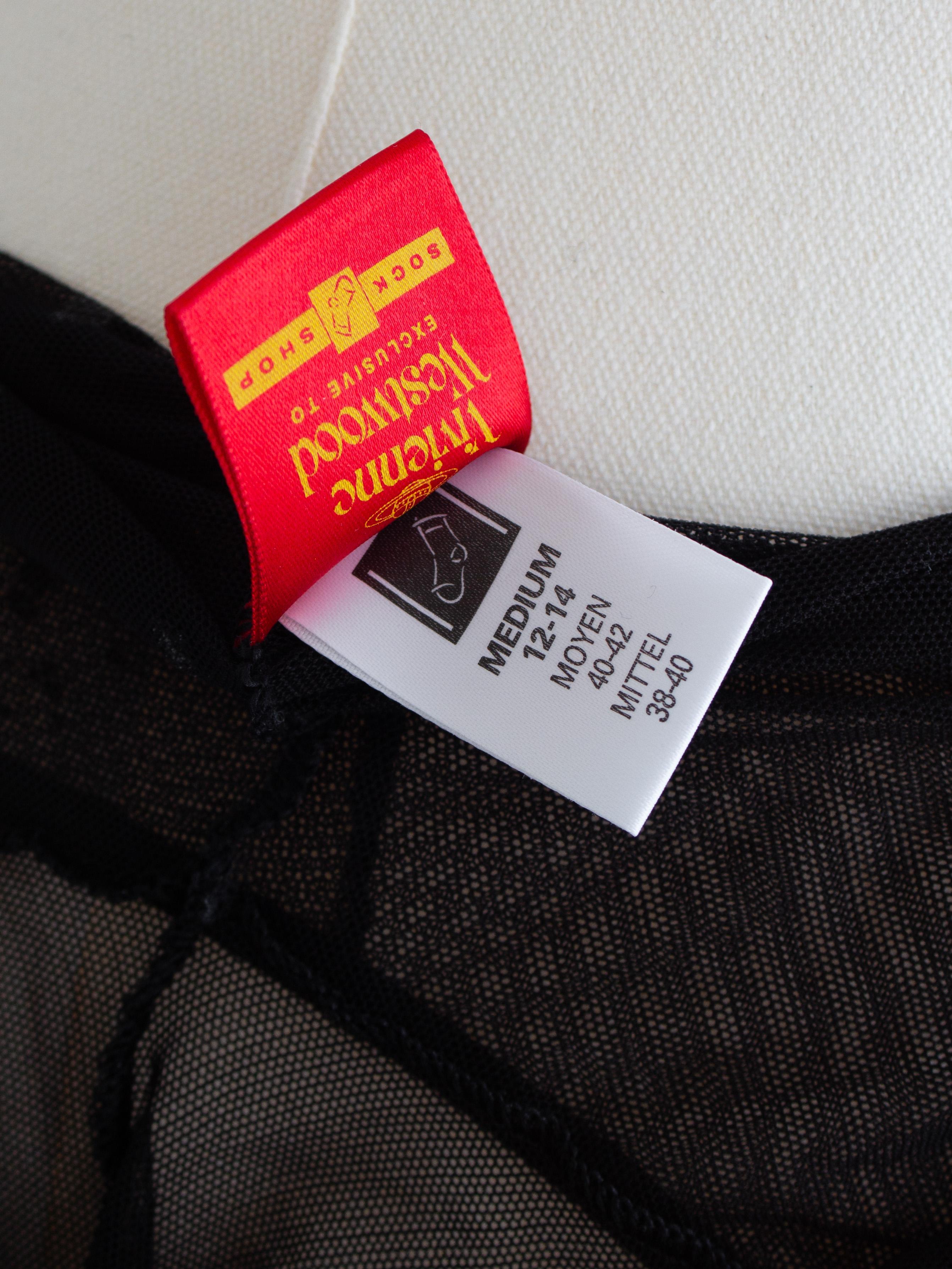 Vivienne Westwood x Sock Shop 1992 Boulle Body nero a rete trasparente in vendita 6