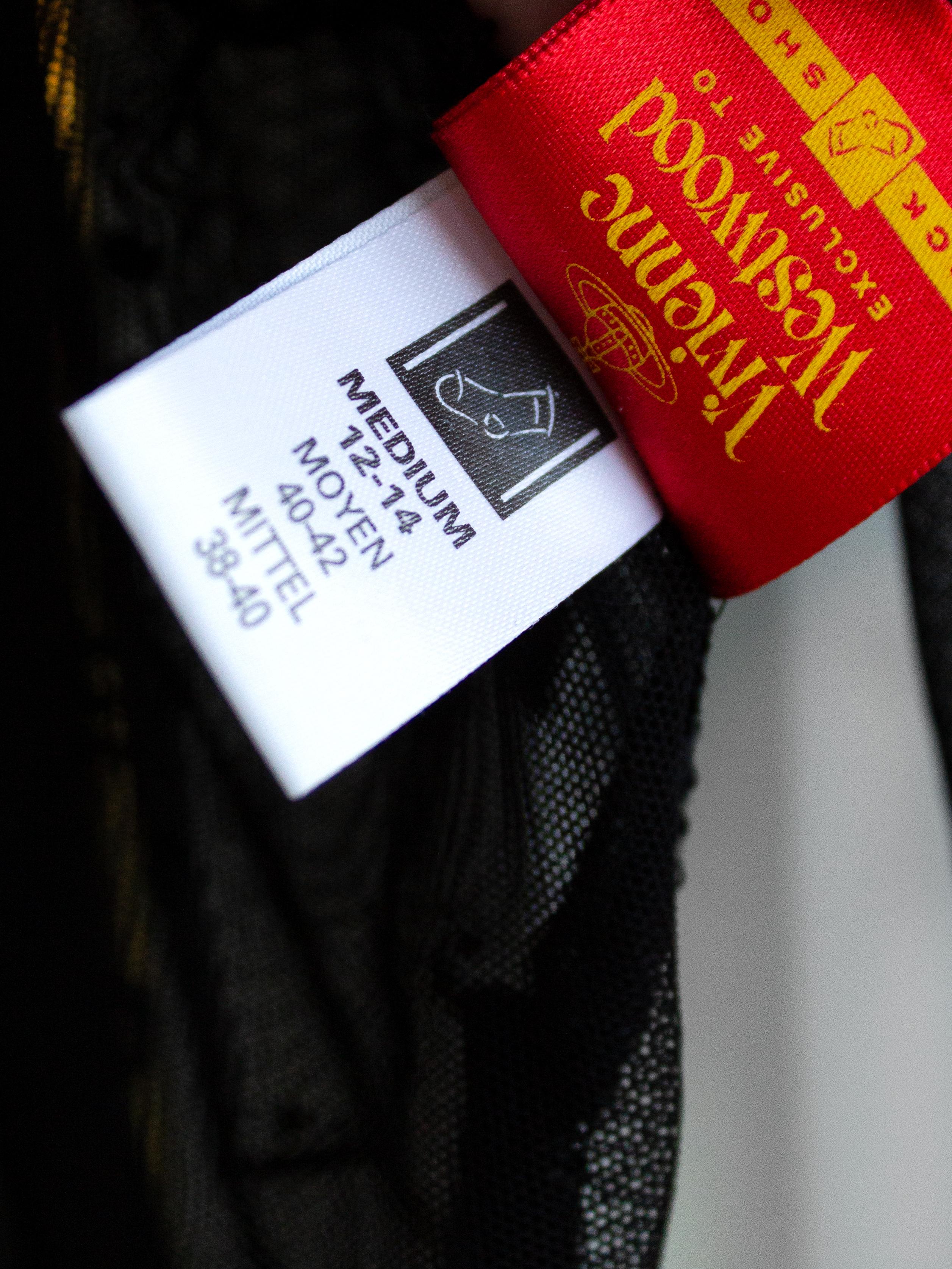 Vivienne Westwood x Sock Shop 1992 Boulle Sheer Mesh Black Bodysuit For Sale 8