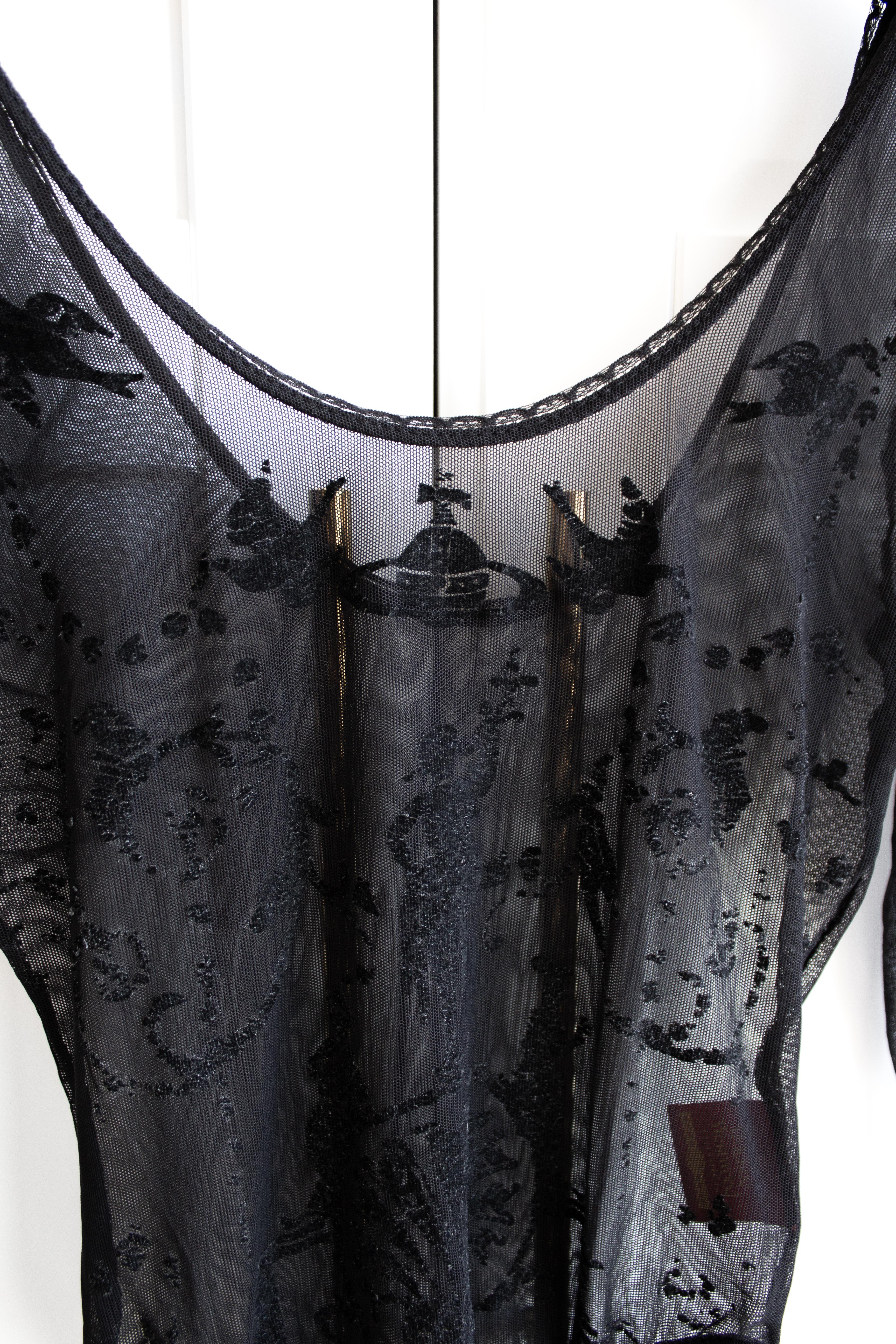 Women's Vivienne Westwood x Sock Shop 1992 Boulle Sheer Mesh Black Bodysuit For Sale