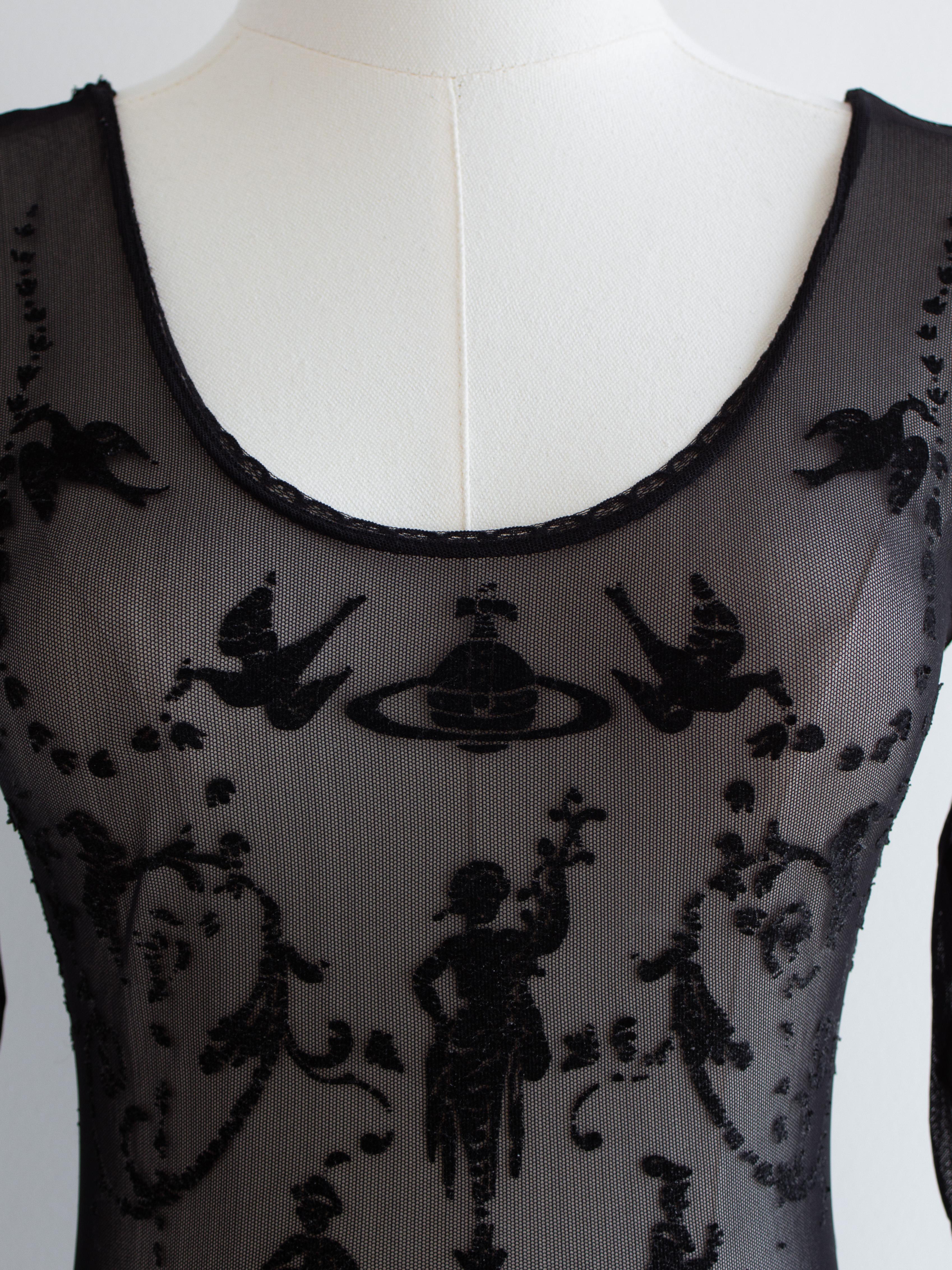 Vivienne Westwood x Sock Shop 1992 Boulle Body nero a rete trasparente in vendita 1