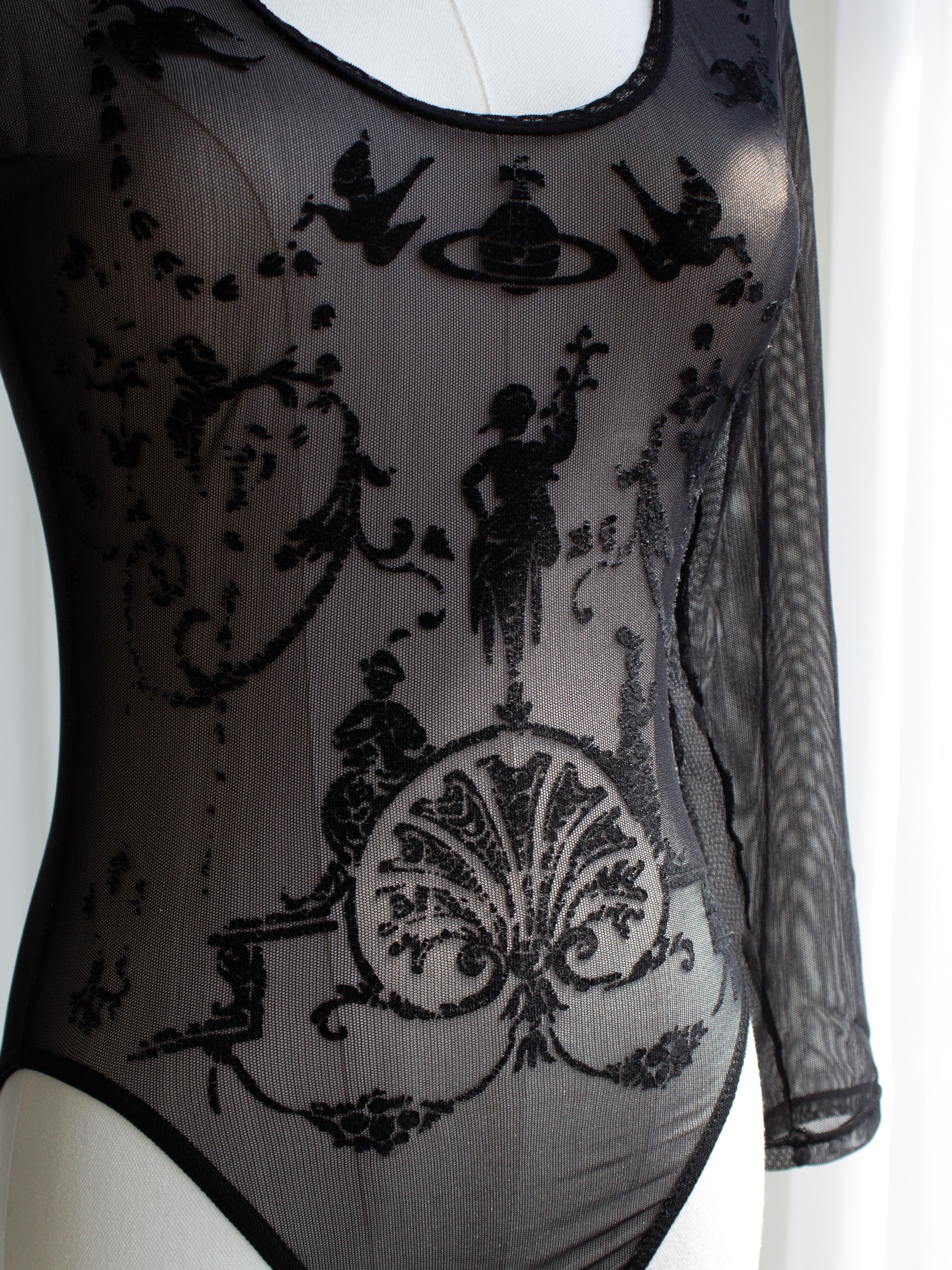 Vivienne Westwood x Sock Shop 1992 Boulle Body nero a rete trasparente in vendita 2