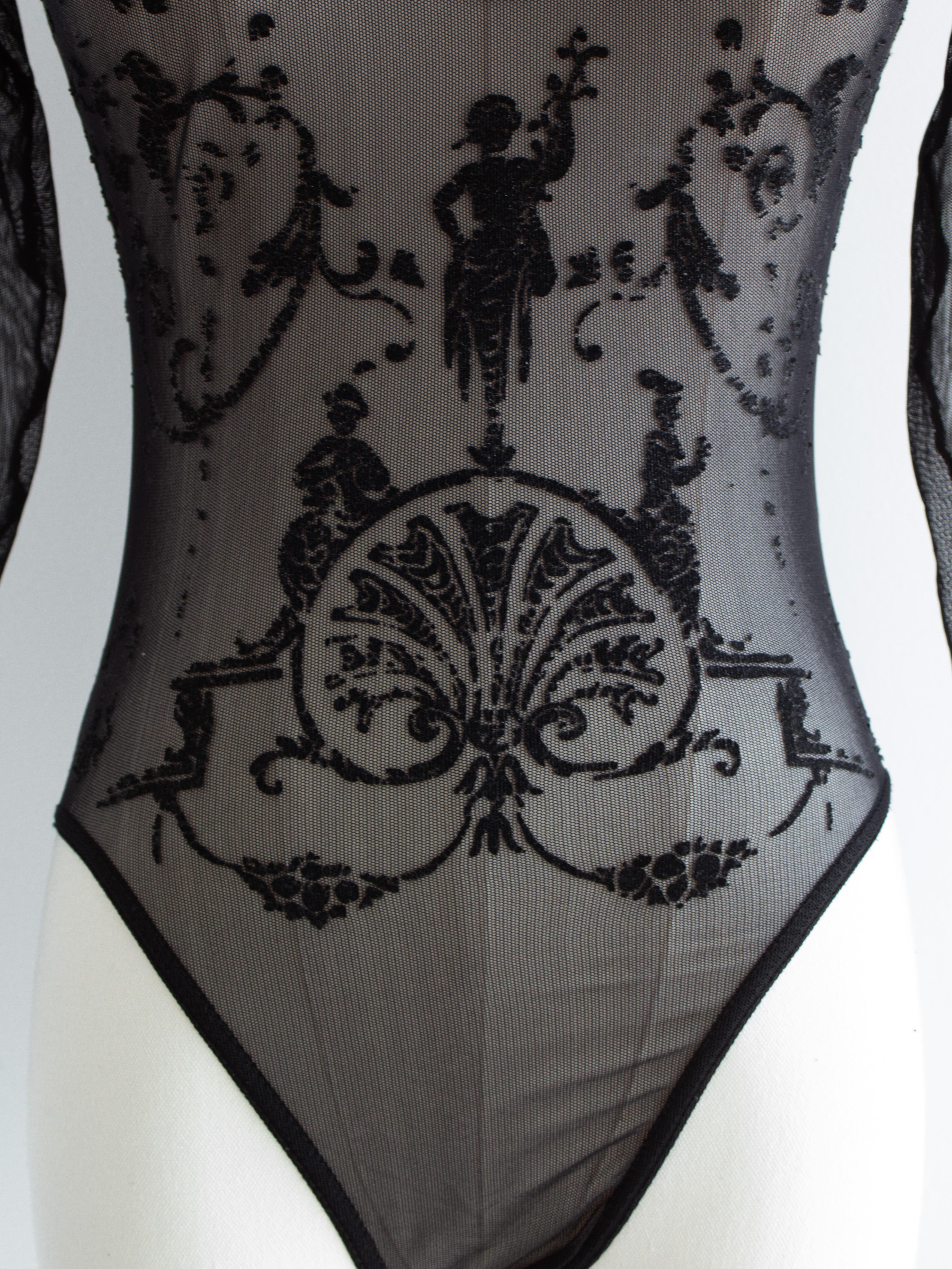 Vivienne Westwood x Sock Shop 1992 Boulle Body nero a rete trasparente in vendita 3