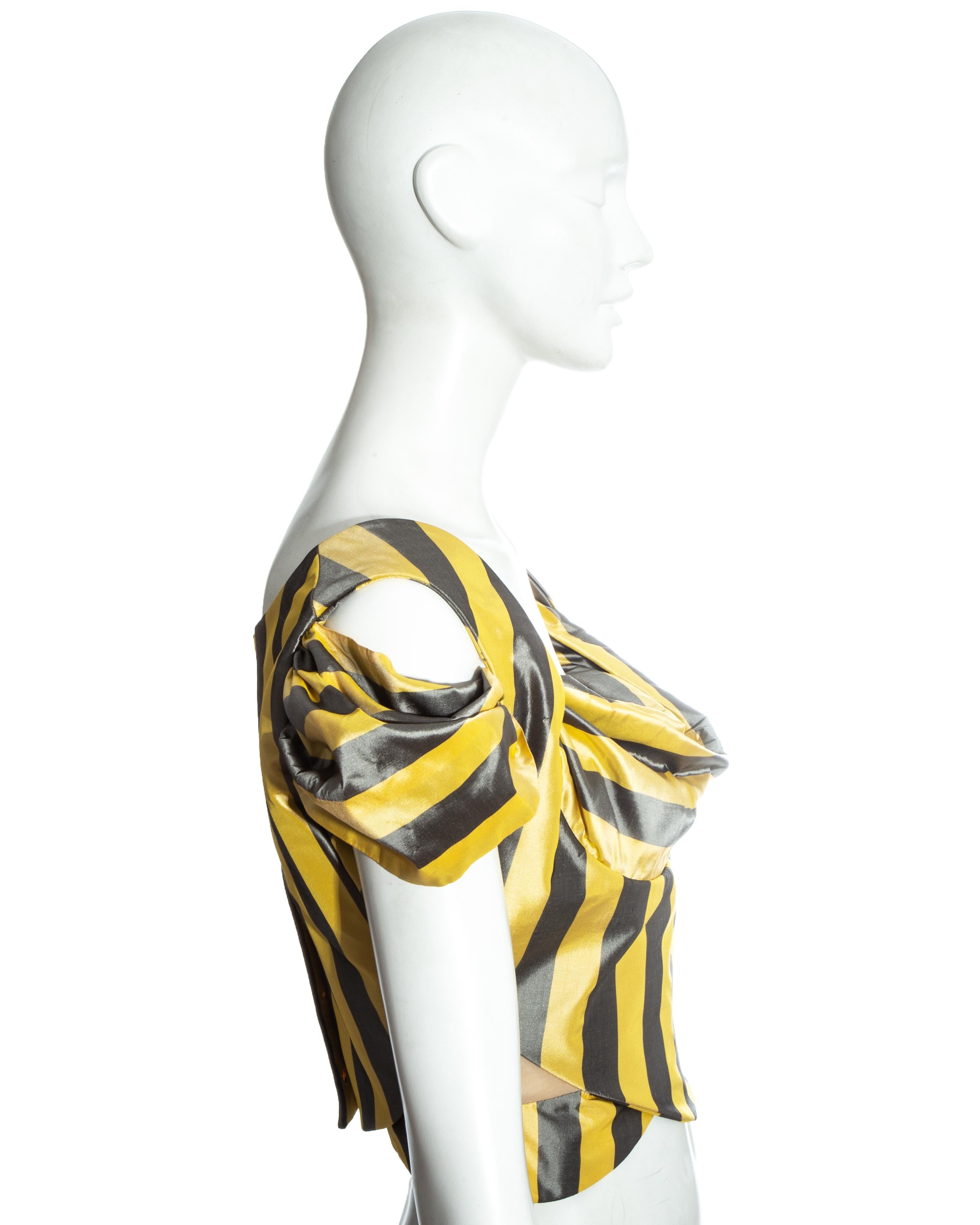 Gray Vivienne Westwood yellow and grey striped silk corset, ss 1998