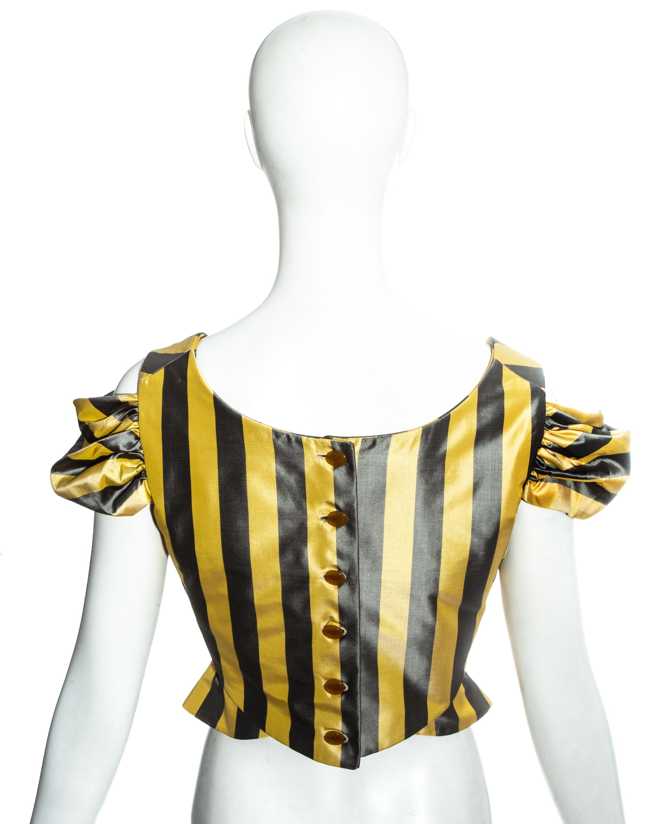 Vivienne Westwood yellow and grey striped silk corset, ss 1998 In Excellent Condition In London, GB