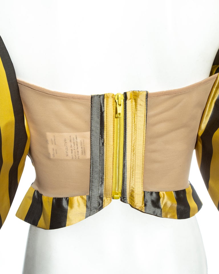 Vivienne Westwood yellow and grey striped silk corset, ss 1998 For Sale 3