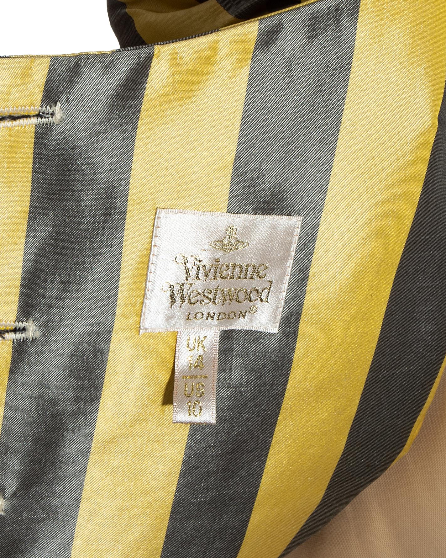 Vivienne Westwood yellow and grey striped silk corset, ss 1998 1