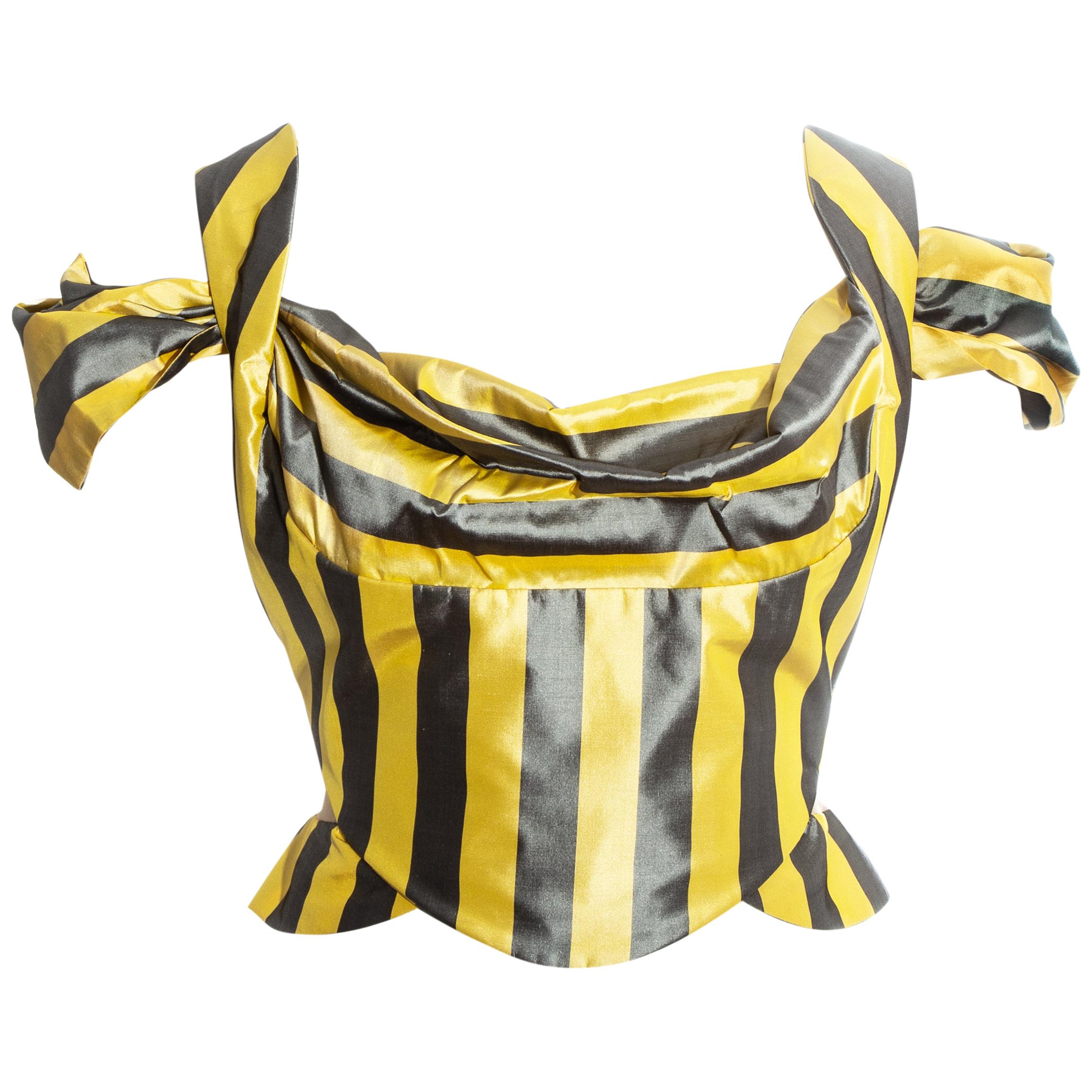 Vivienne Westwood yellow and grey striped silk corset, ss 1998