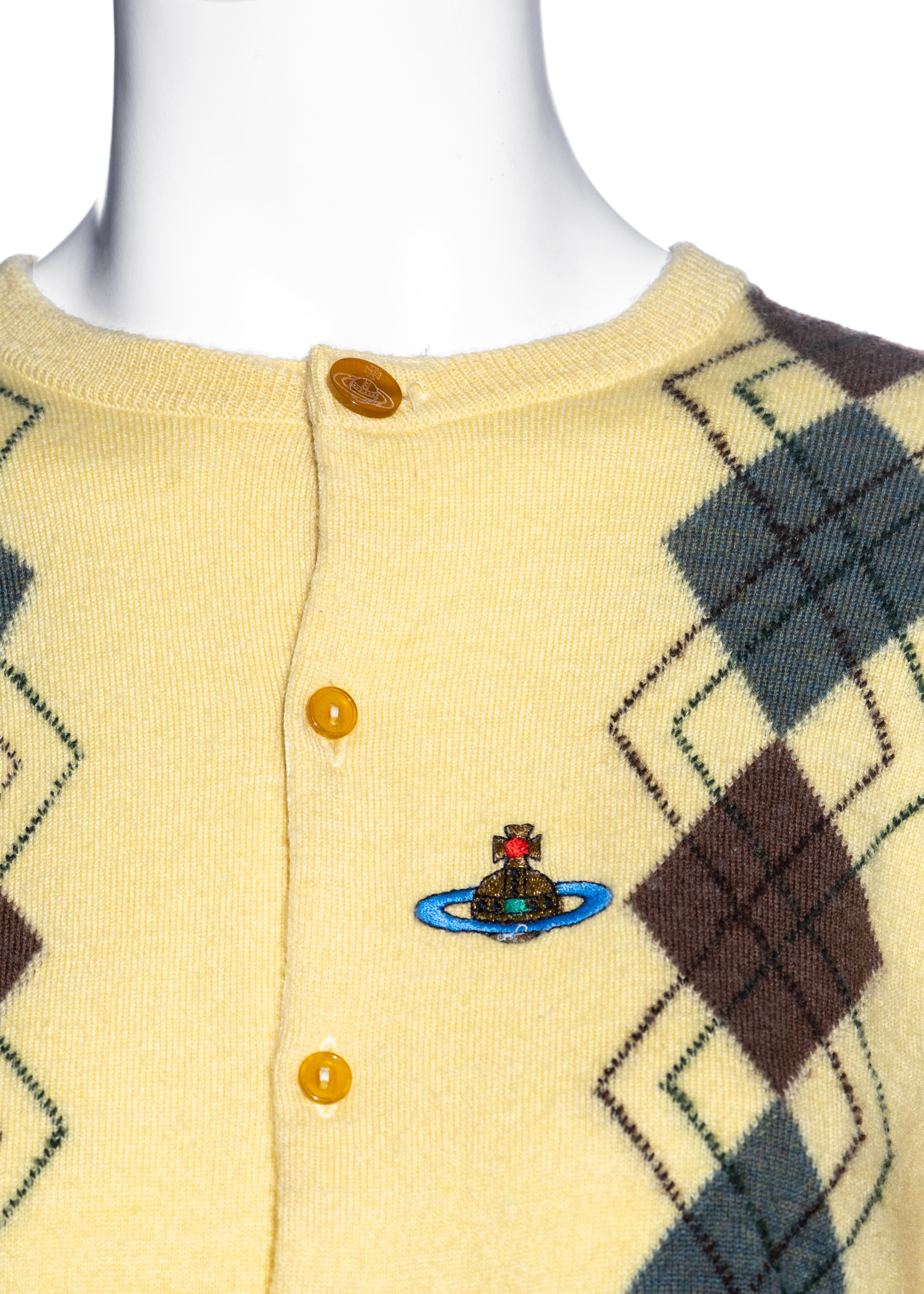 yellow argyle cardigan