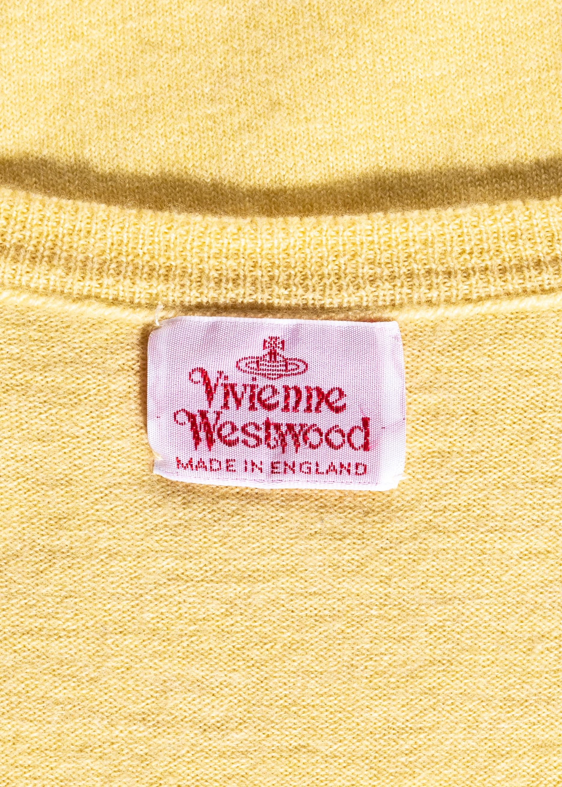 Vivienne Westwood yellow argyle knitted leggings and cardigan set, fw 1989 1