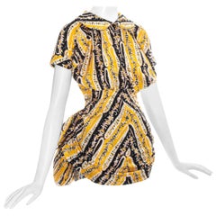 Vivienne Westwood yellow printed cotton mini dress with bustle, ss 1995