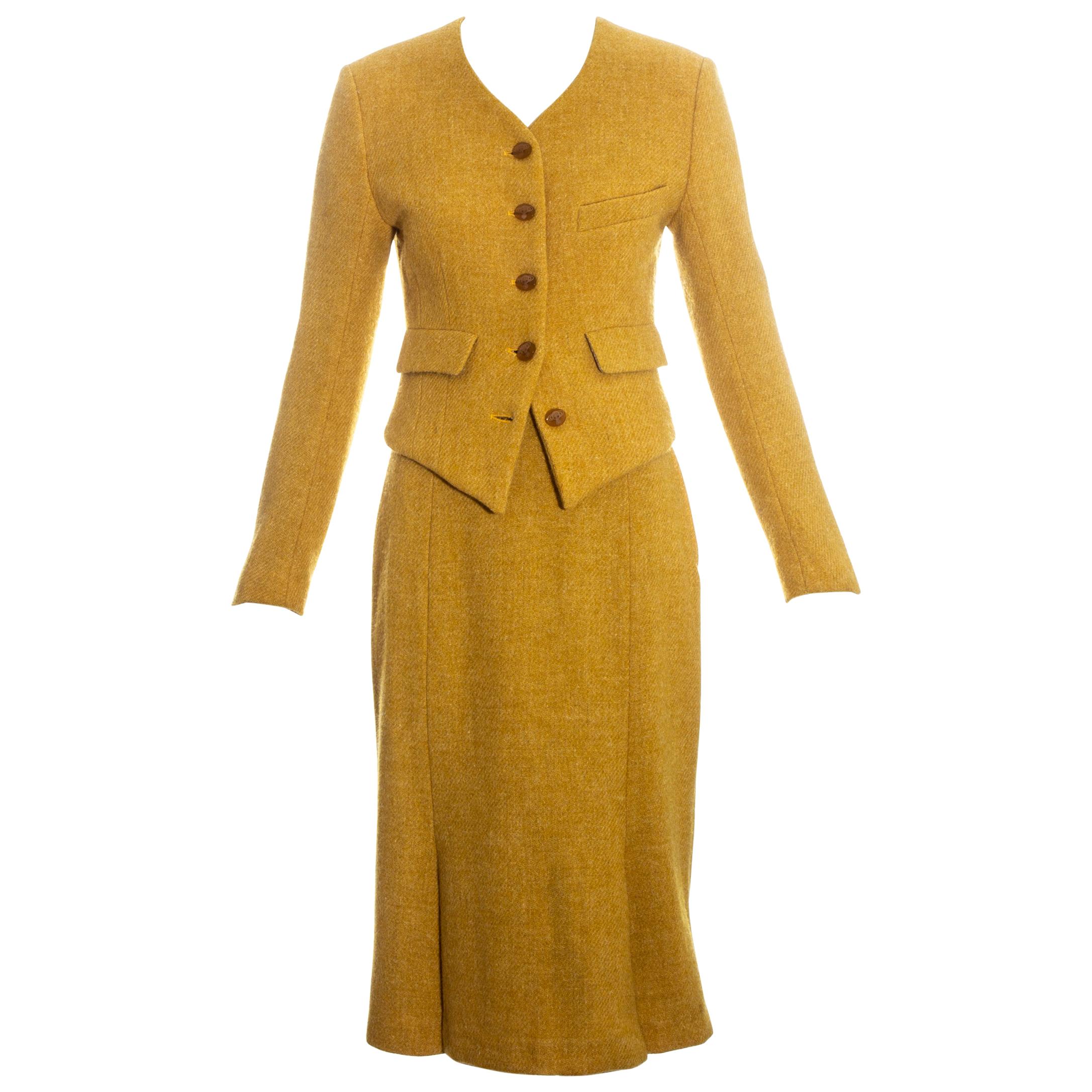 Vivienne Westwood yellow wool skirt suit fw 1994 For Sale