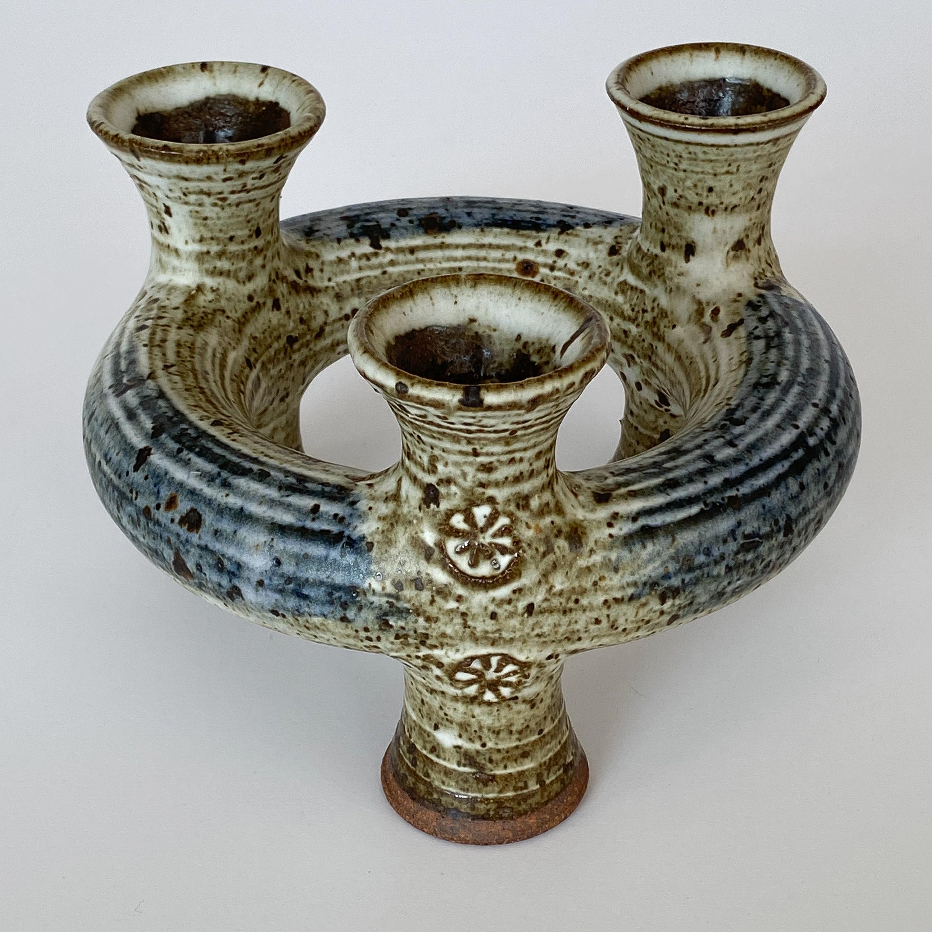 Vivika & Otto Heino Studio Pottery Candleholder In Excellent Condition In Chicago, IL