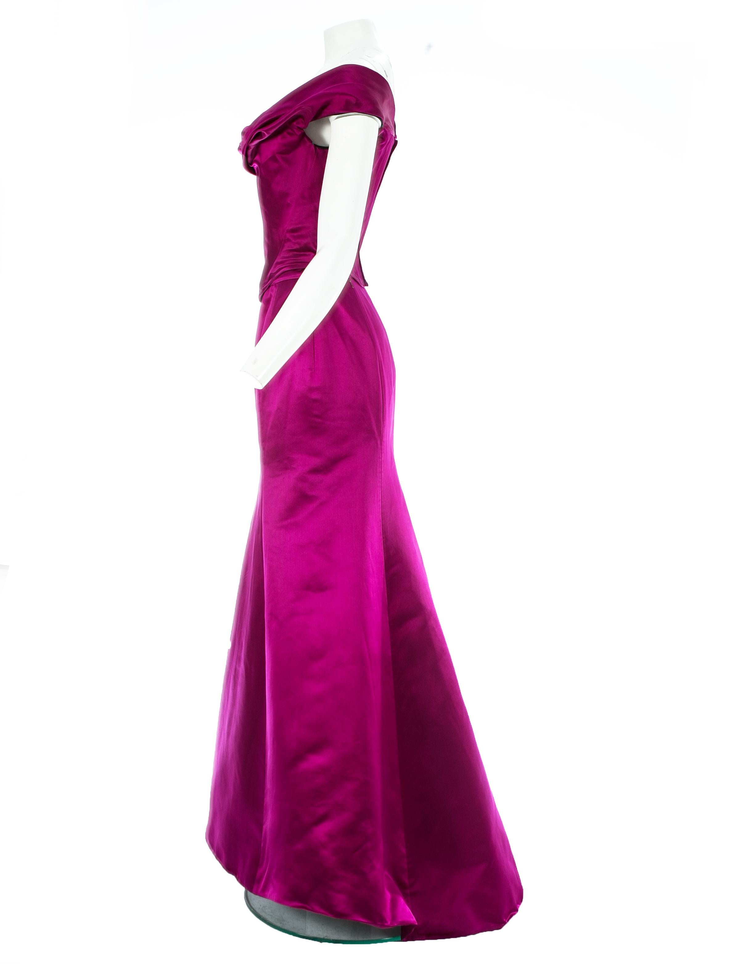 Purple Vivivenne Westwood magenta satin corset and fishtail skirt, c. 1999