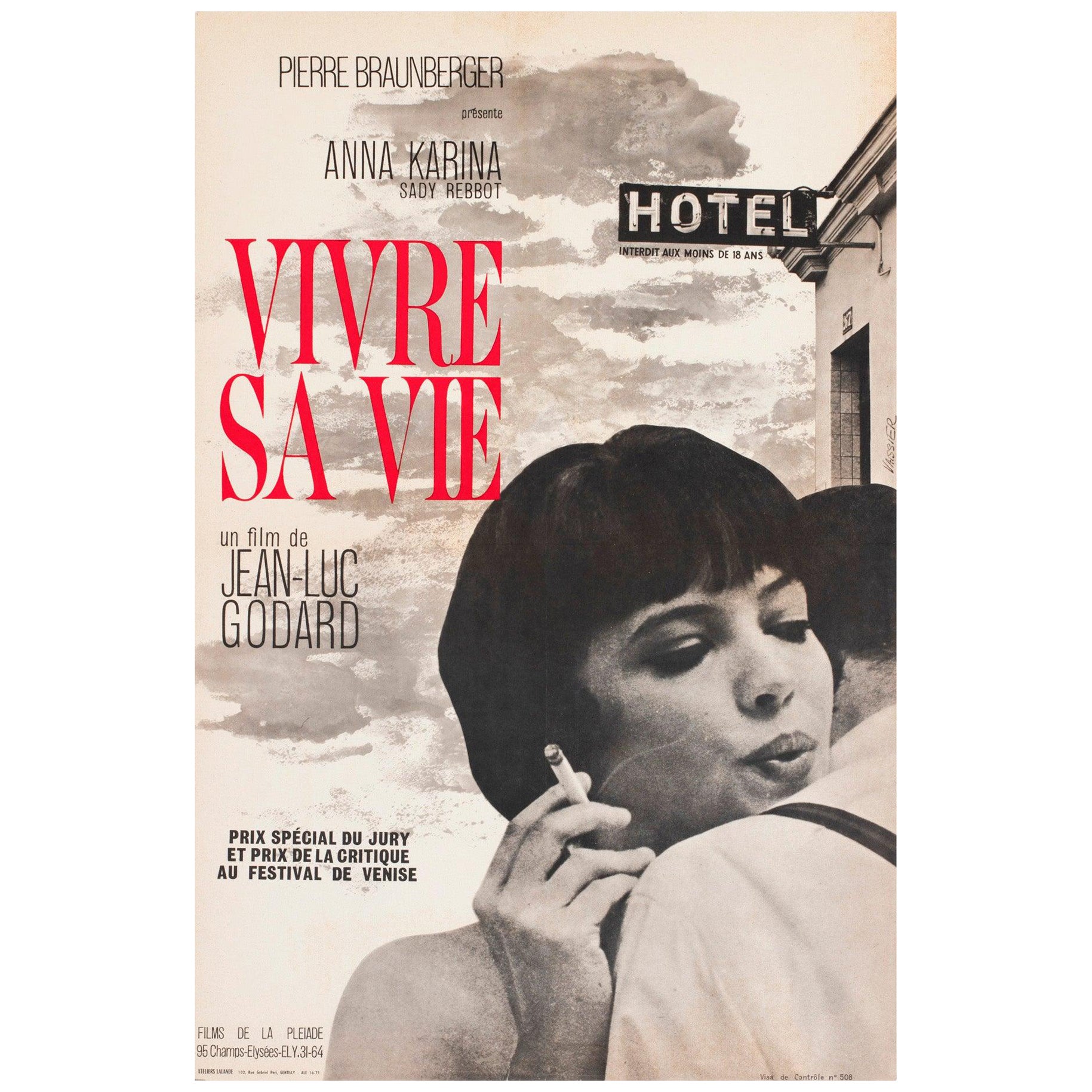Vivre Sa Vie 1962 Pequeño cartel de cine francés, Vaissier en venta