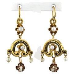 VIVTORIAN earrings with pearls 18k gold 4.6 grams