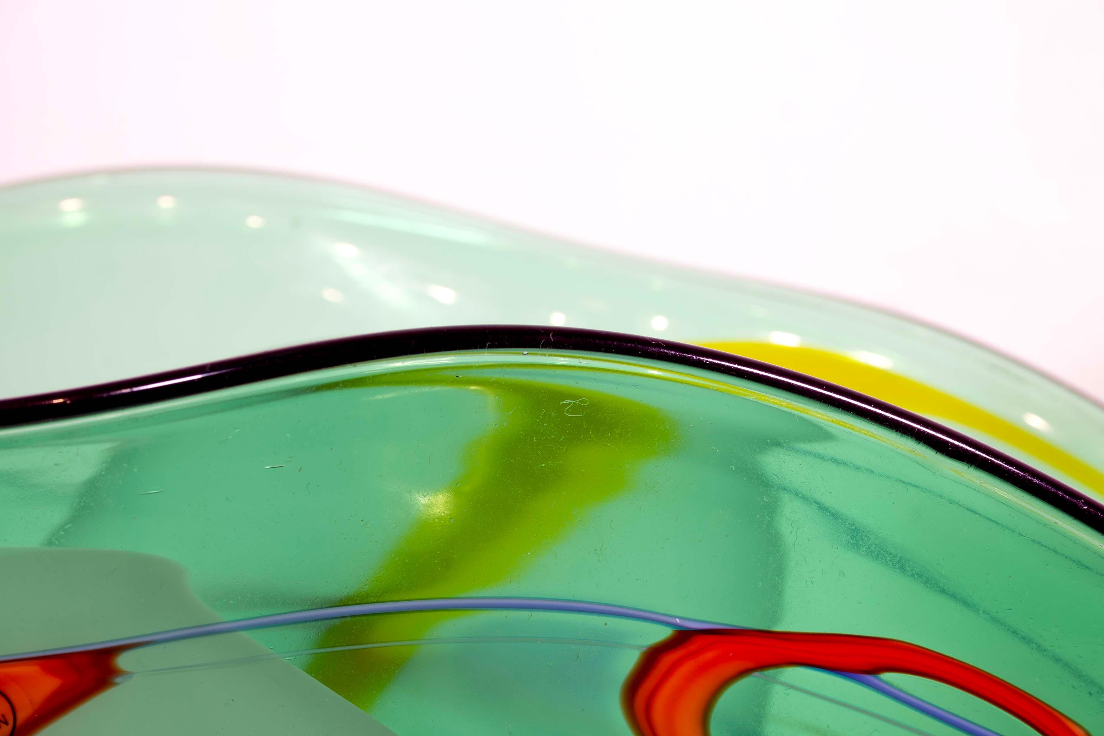 VIZ Art Glass Collections Contemporary Murino Blown Glass Green Fan Design 2000 in vendita 3