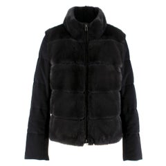Vizelle black mink fur cashmere & wool jacket France: S