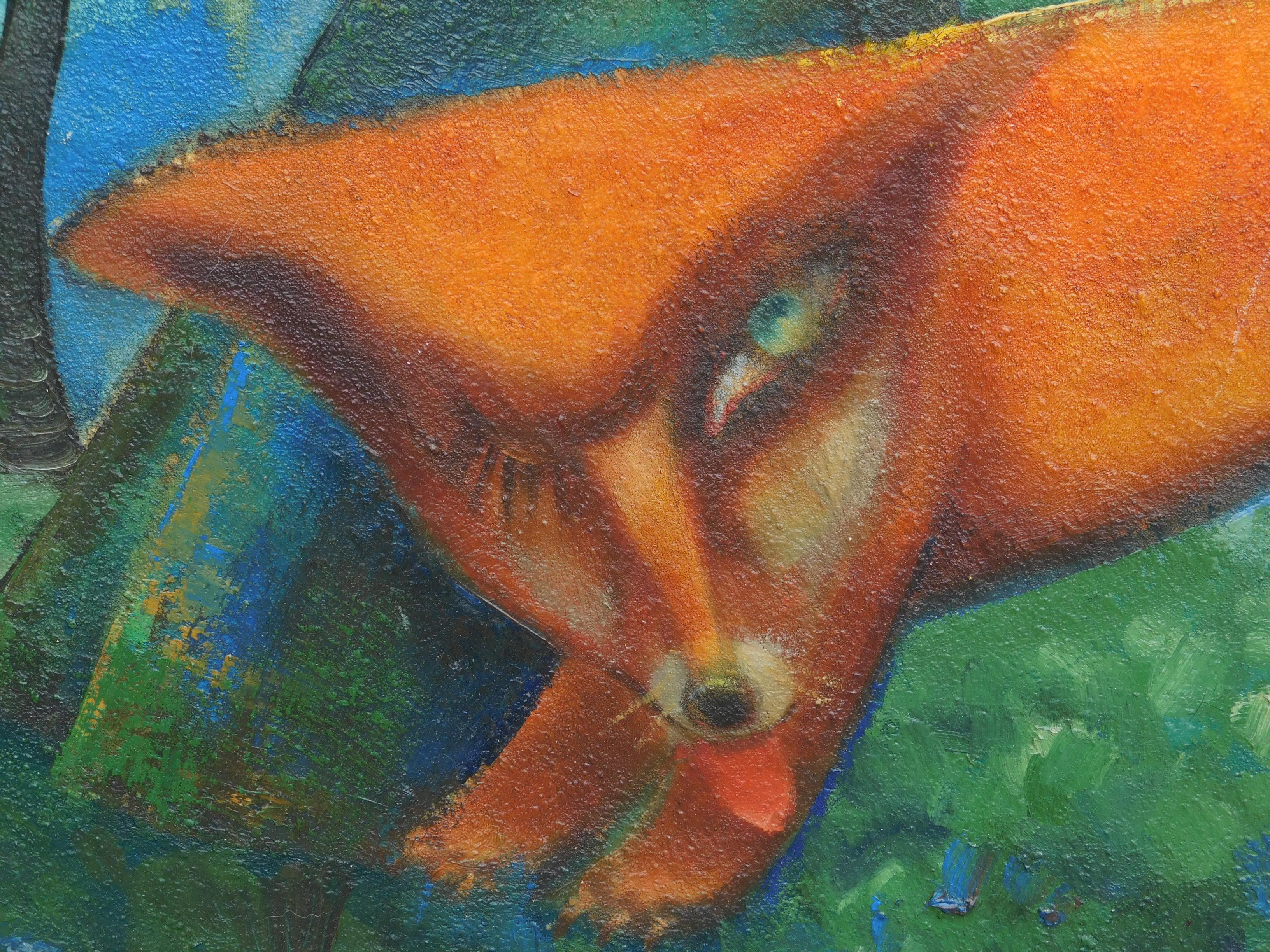 Slovakianisches Gemälde von Vjecoslav Pejacevic, „Aesops Fable the Fox and the Crow“ (20. Jahrhundert) im Angebot