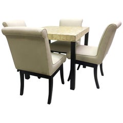 VKG Dining or Game Set with Abalone Top Table and Four Chairs