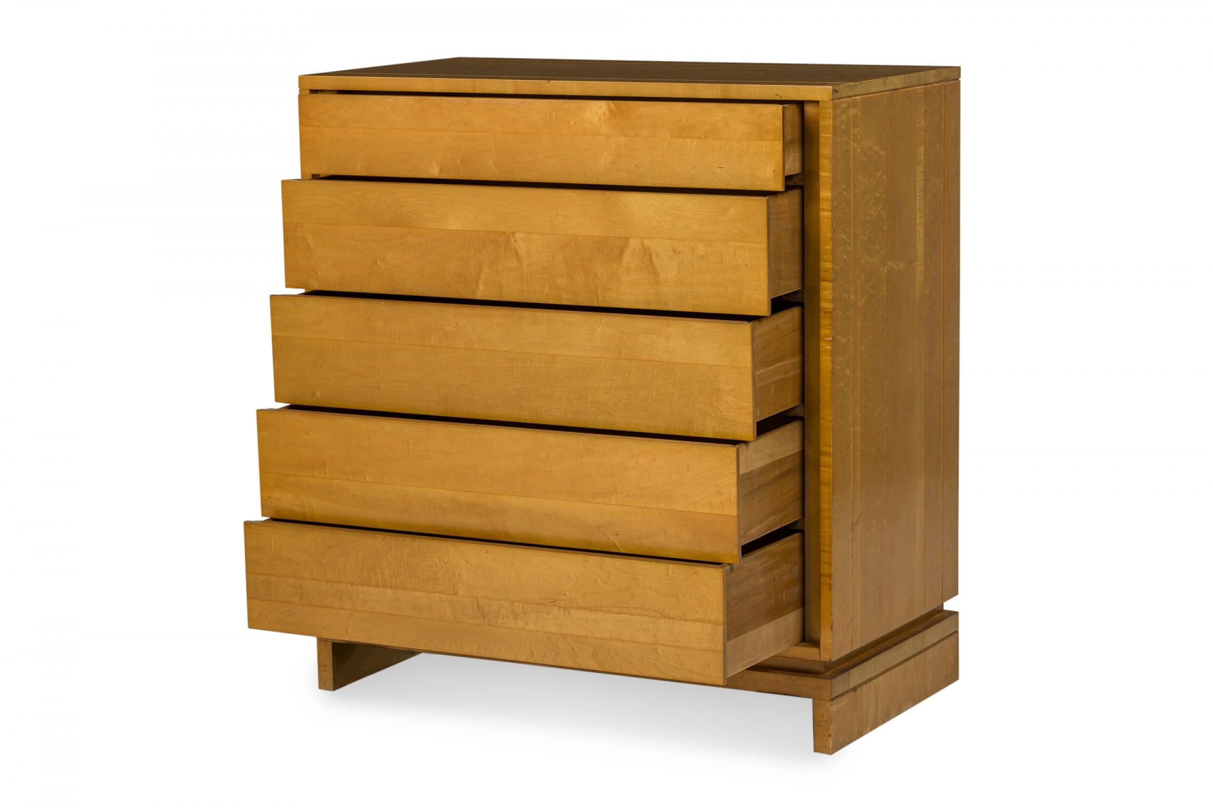 XX secolo Van Keppel-Green per Brown Saltman Cassettiera in legno a 5 cassetti con base a staffa in vendita