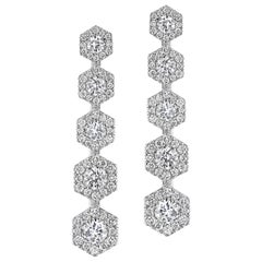 VL Cepher White Diamond 18k White Gold Long Cascading Lierne Earrings VL Cepher White Diamond 18k White Gold Long Cascading Lierne Earrings