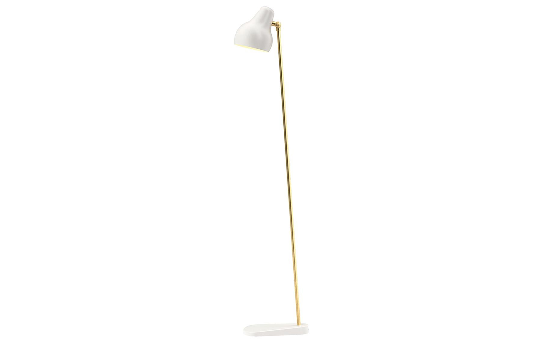 The fixture emits downward directed light. The angle of the shade can be adjusted to optimize light distribution. The shade is painted white on the inside to ensure a soft comfortable light. VL38 floor lamp is based on the original design of the