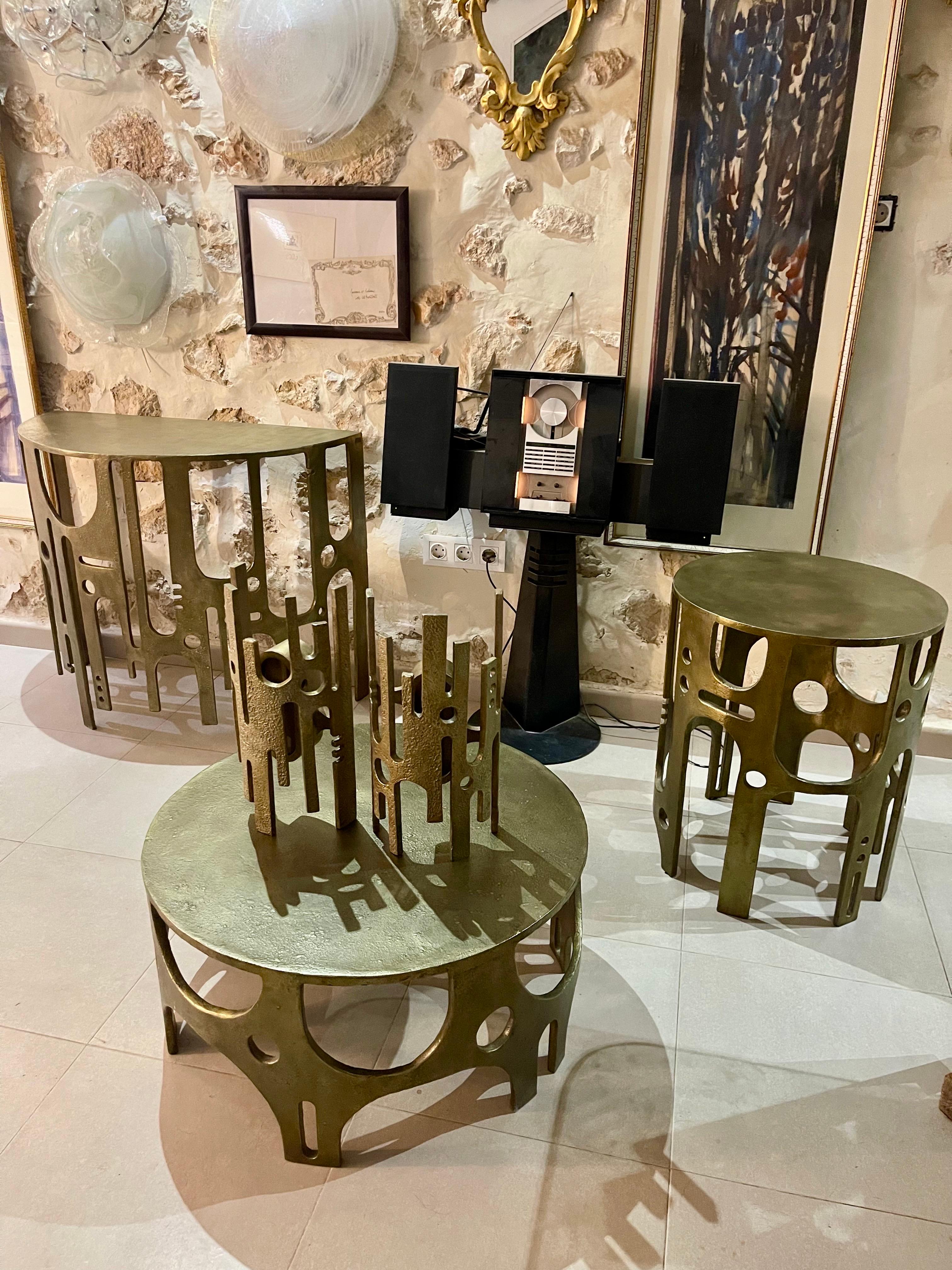 italien VLAB Table brutaliste avec finition en bronze, édition limitée, 2008 en vente