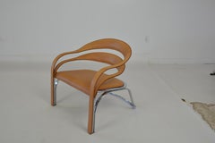 Vladimir Kagan Fettucini Chair in Sienna Leather with Polished Chrome Frame