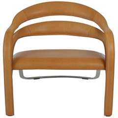 Vladimir Kagan Fettucini Chair in Sienna Leather with Polished Chrome Frame