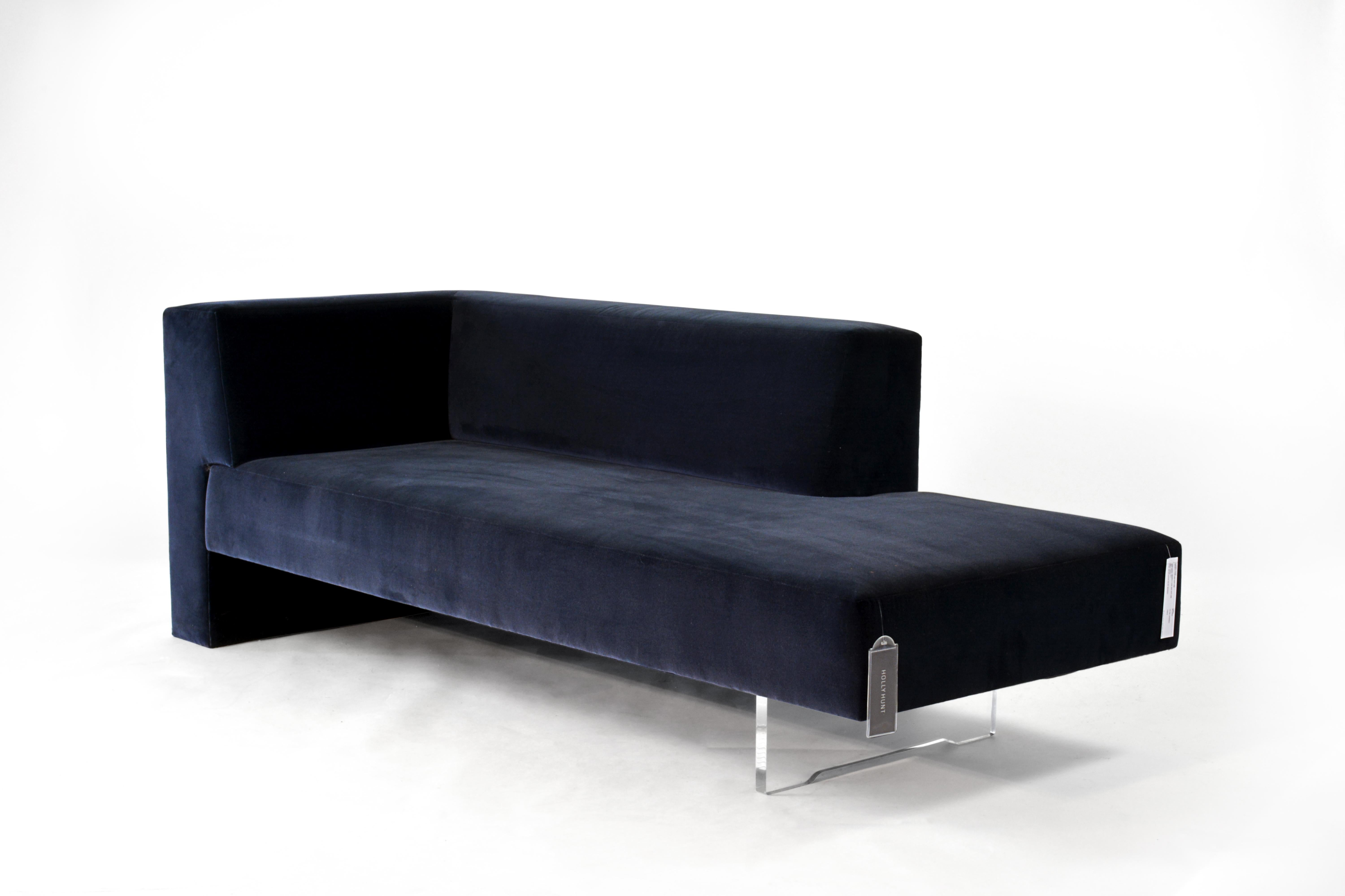 Modern Vladimir Kagan Omnibus I Loveseat with Arm in Upholstered Seat with Lucite Base